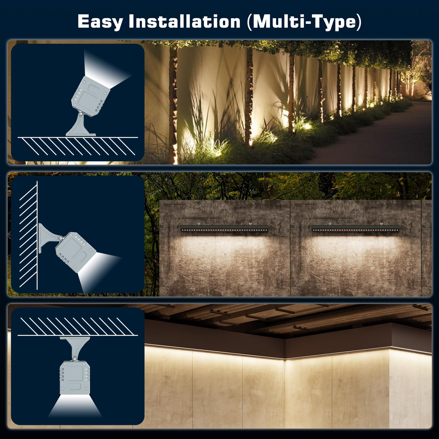 Yasotek Smart Wall Washer Lights Adjustable Color Temperature 2700K-6500K,72W 9600lm 1%-100% Brightness Dimmable LED Bar Light APP & Remote Control for Outdoor, Compatible with Alexa/Google Assistant