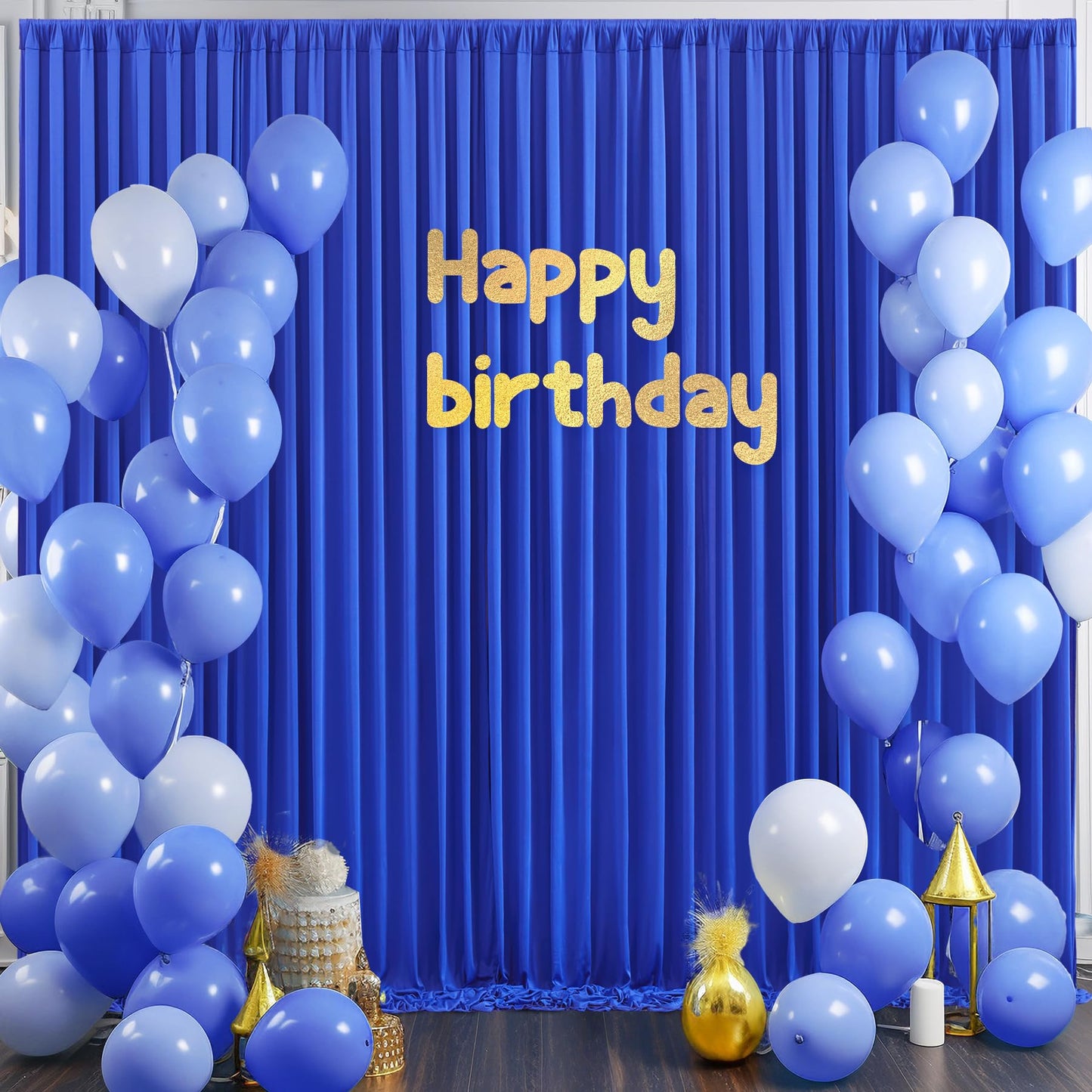 10x10 Royal Blue Backdrop Curtain for Parties Wrinkle Free Blue Photo Curtains Backdrop Drapes Fabric Decoration for Wedding Birthday Party Baby Shower 5ft x 10ft,2 Panels
