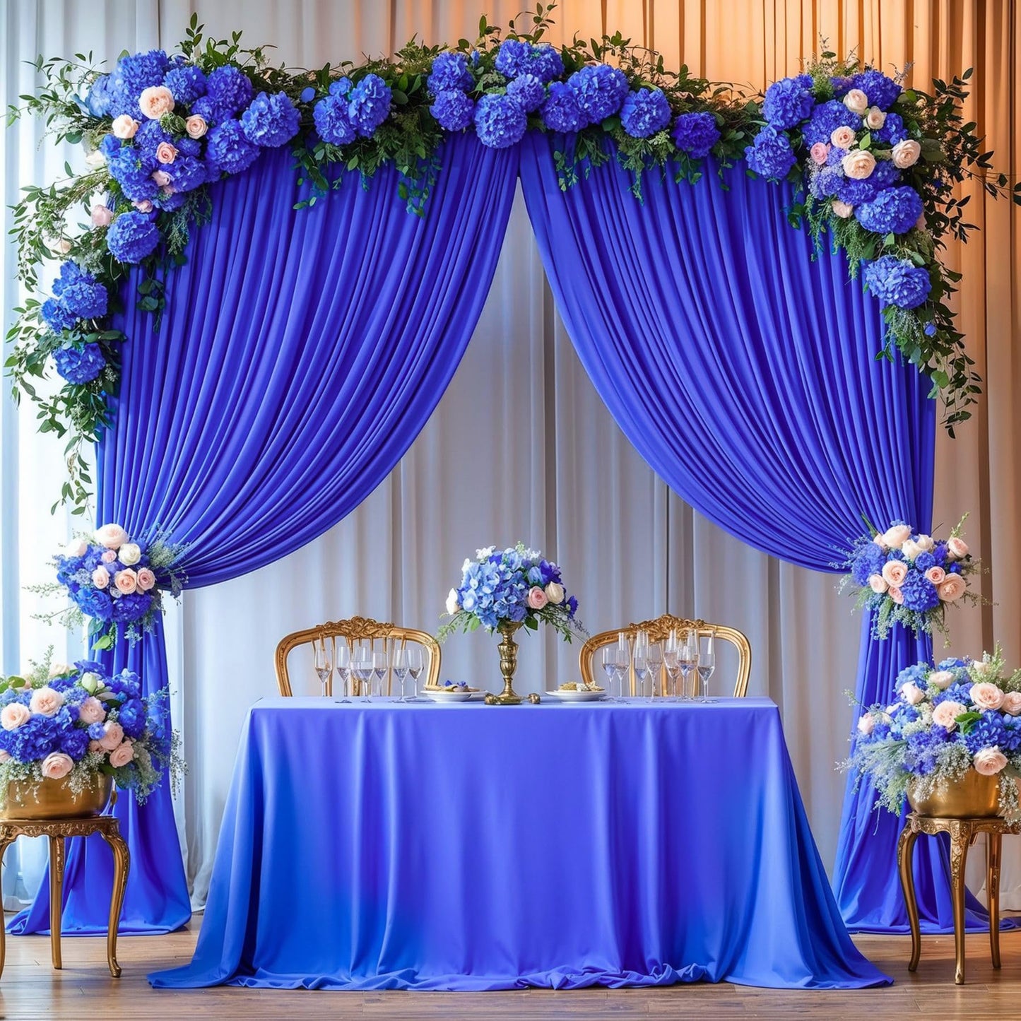 8 x 10ft Royal Blue Backdrop Curtains for Graduation Photo Backdrop Drapes Wrinkle Free Polyester Curtain Panels Soft Fabric Back Drop for Wedding Birthday Party Anniversary Event Retirement, 2 Panels