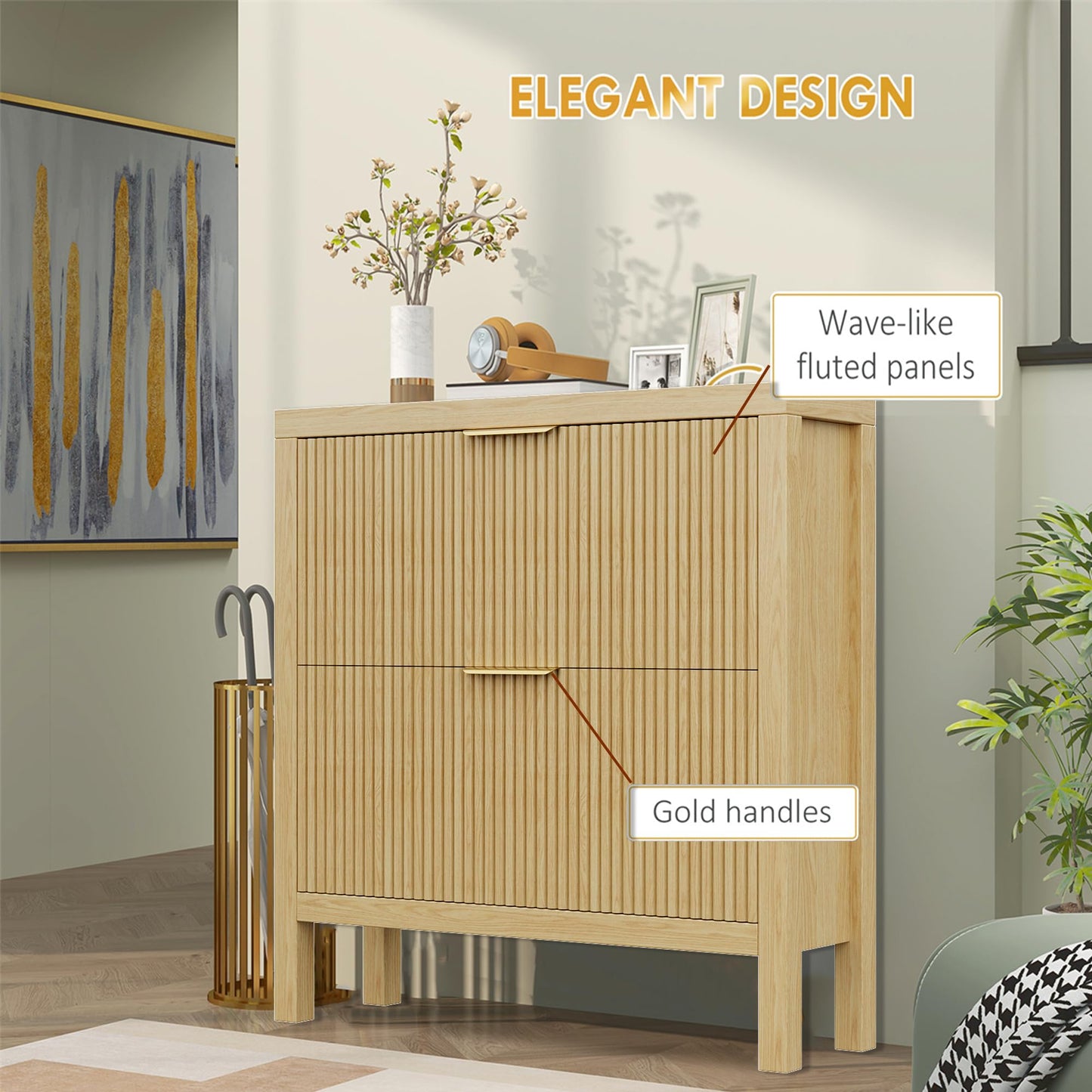 Vudanfe Modern 2-Tier Flip Drawer Shoe Cabinet, Freestanding Hidden Slim Narrow Shoe Rack Cabinet, Wooden Large Capacity Shoe Storage Cabinet Shoe Organizer, for Entryway, Hallway, Natural X2