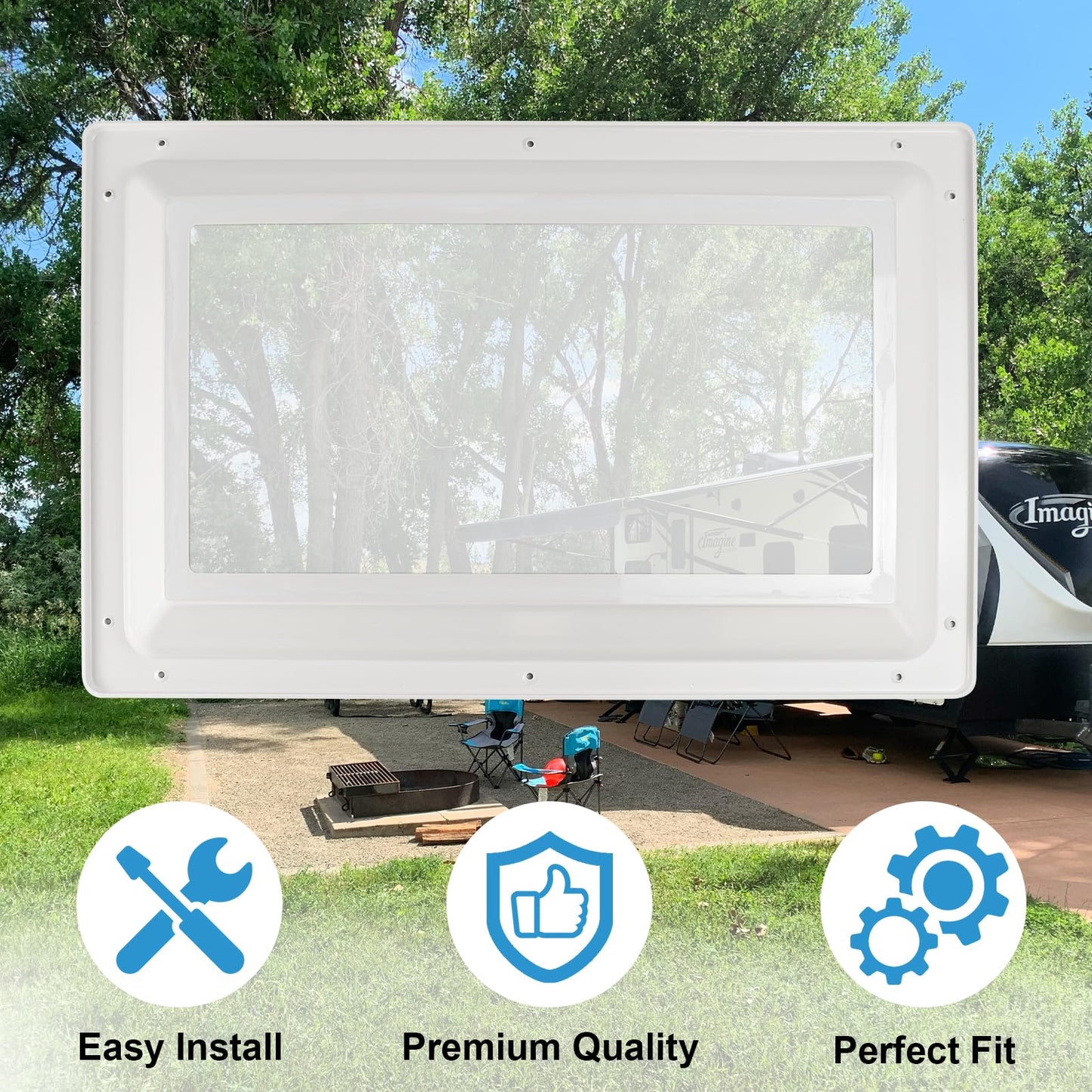 XMK RV Skylight Replacement Inner Dome, 14" x 22" RV Skylight Inner Dome with Clear Window for RV's Campers Food Trucks Shower Roof Opening, Include Screws