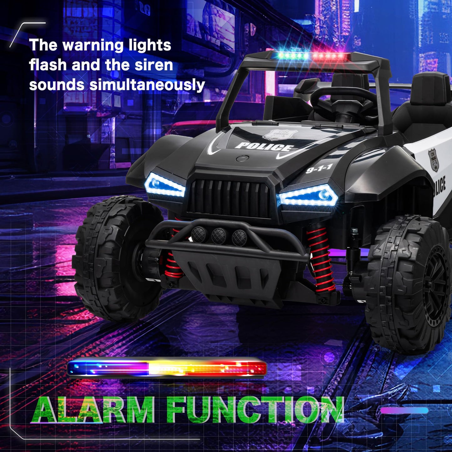 24V 2-Seater Kids Ride On Car Electric Off-Road UTV Side by Side with 200W*2 Powered Wheel Electric Vehicle with Remote Control, Bluetooth, LED Light Gift for Boys and Girls Black