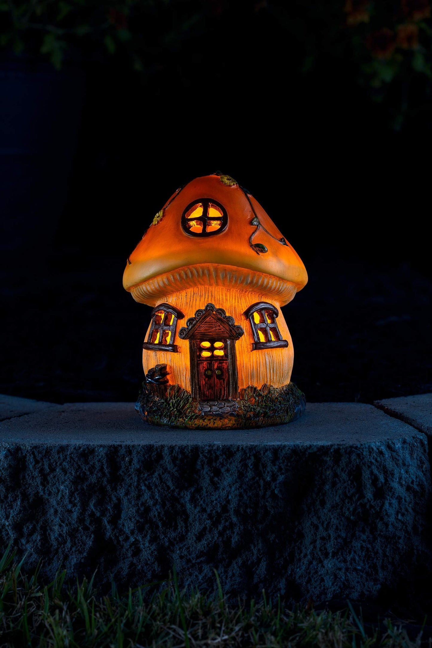 VP Home Tree Trunk Fairy House Solar Powered LED Outdoor Decor Garden Light & Mushroom Fairy House Solar Powered Outdoor Decor LED Garden Light