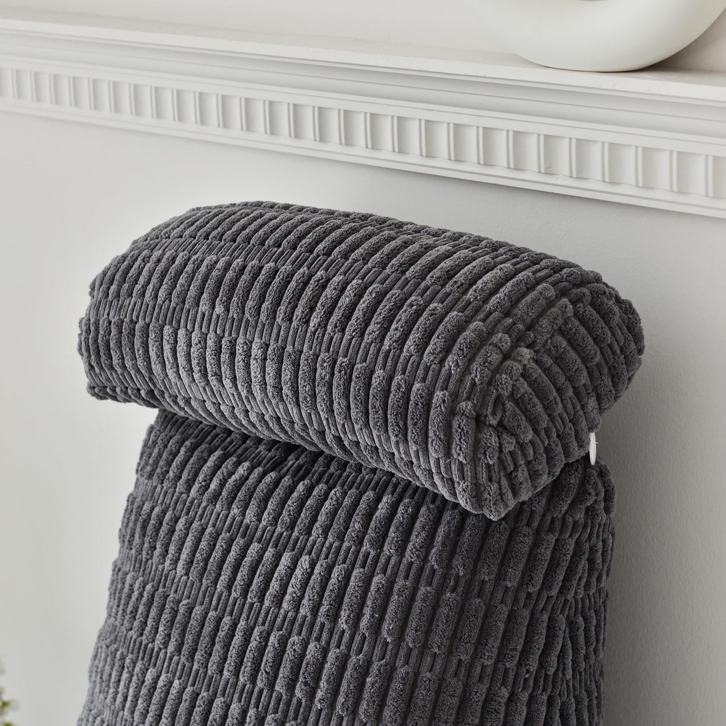 WERDIM Reading Pillow with Detachable Neck Roll, Large Back Pillow for Sitting Up in Bed Couch, Adult Bed Rest Pillow with Arms for Reading/Watching TV/Gaming, Dark Grey