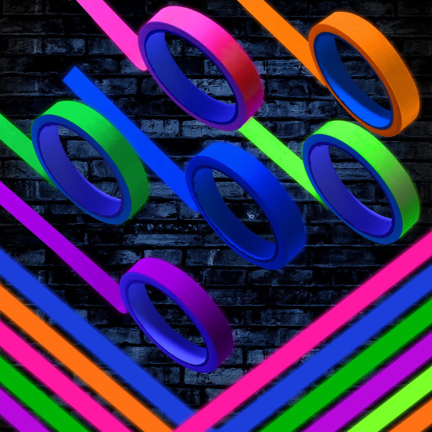 Whaline 6 Colors Neon Gaffer Cloth Tape, Fluorescent UV Blacklight Tape for UV Party (0.6 inch x 60 feet)