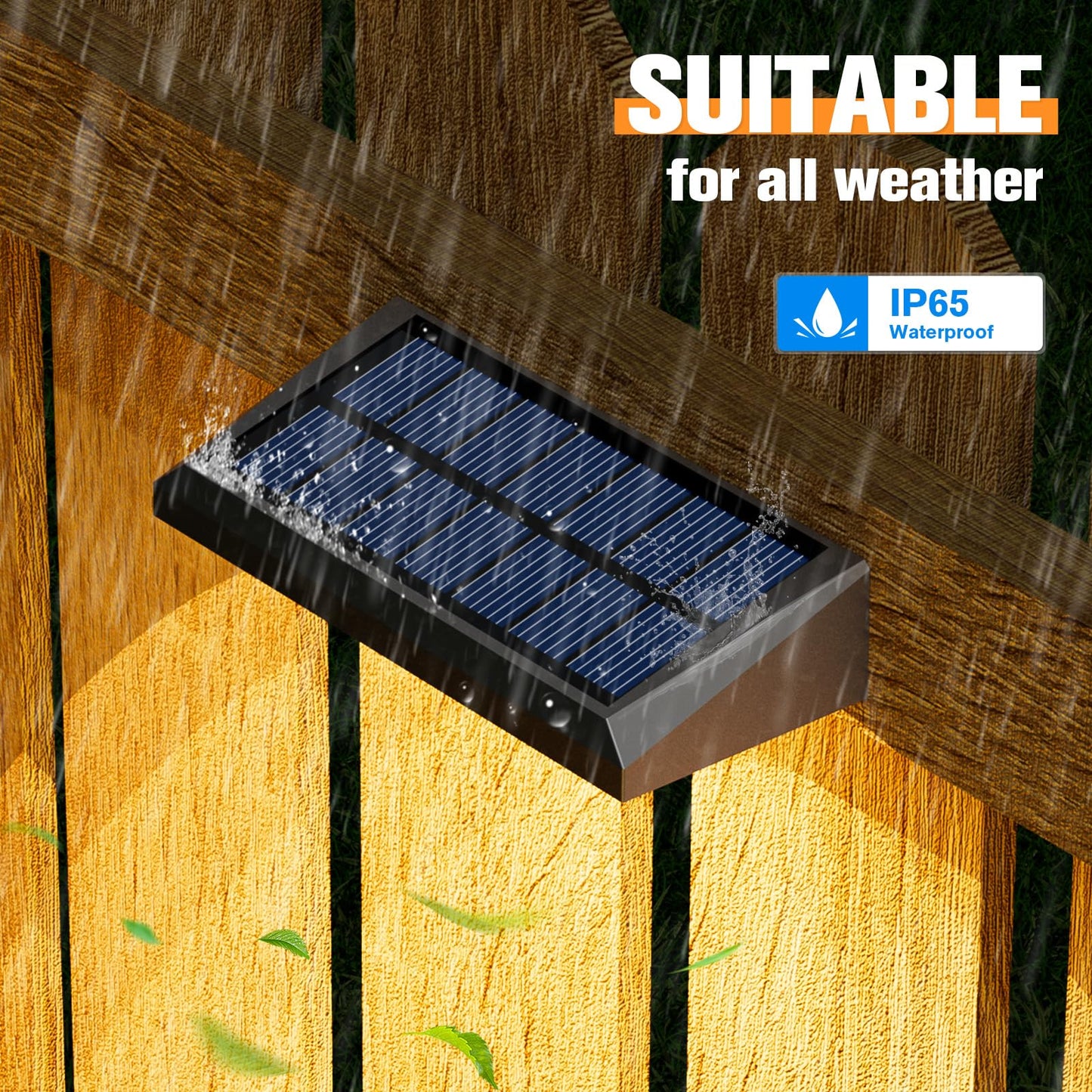 VOLISUN Solar Fence Lights 12-Pack - 100 Lumens Solar Powered Outdoor Lights, Weatherproof Warm White LED Auto On/Off for Fence, Deck, Yard, Patio & Garden (Dusk to Dawn)