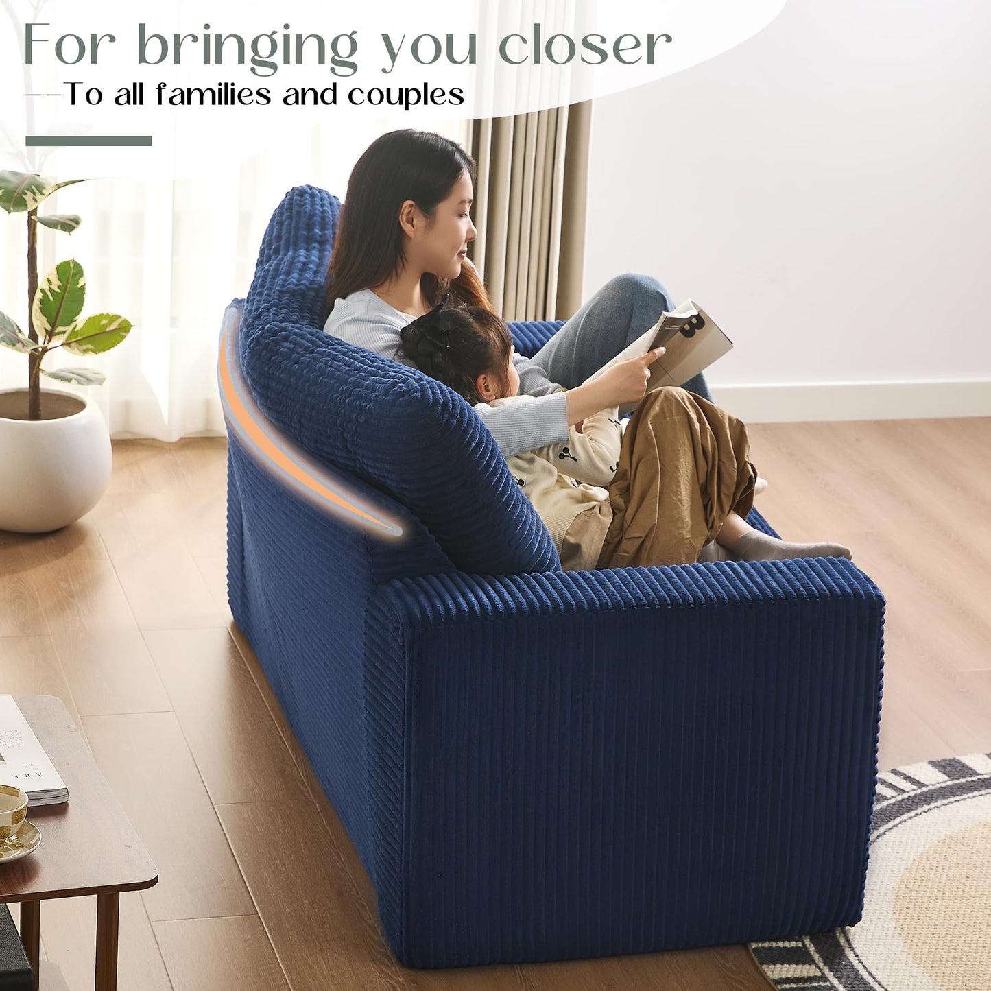 Afuson 61" Convertible Sofa Bed, Pull Out Loveseat Sleeper Sofa, 3 in 1 Folding Futon Bed, Fold Out Floor Bed Sofa with Pillows for Living Room Bedroom Lounge Guest Room, Corduroy, Blue