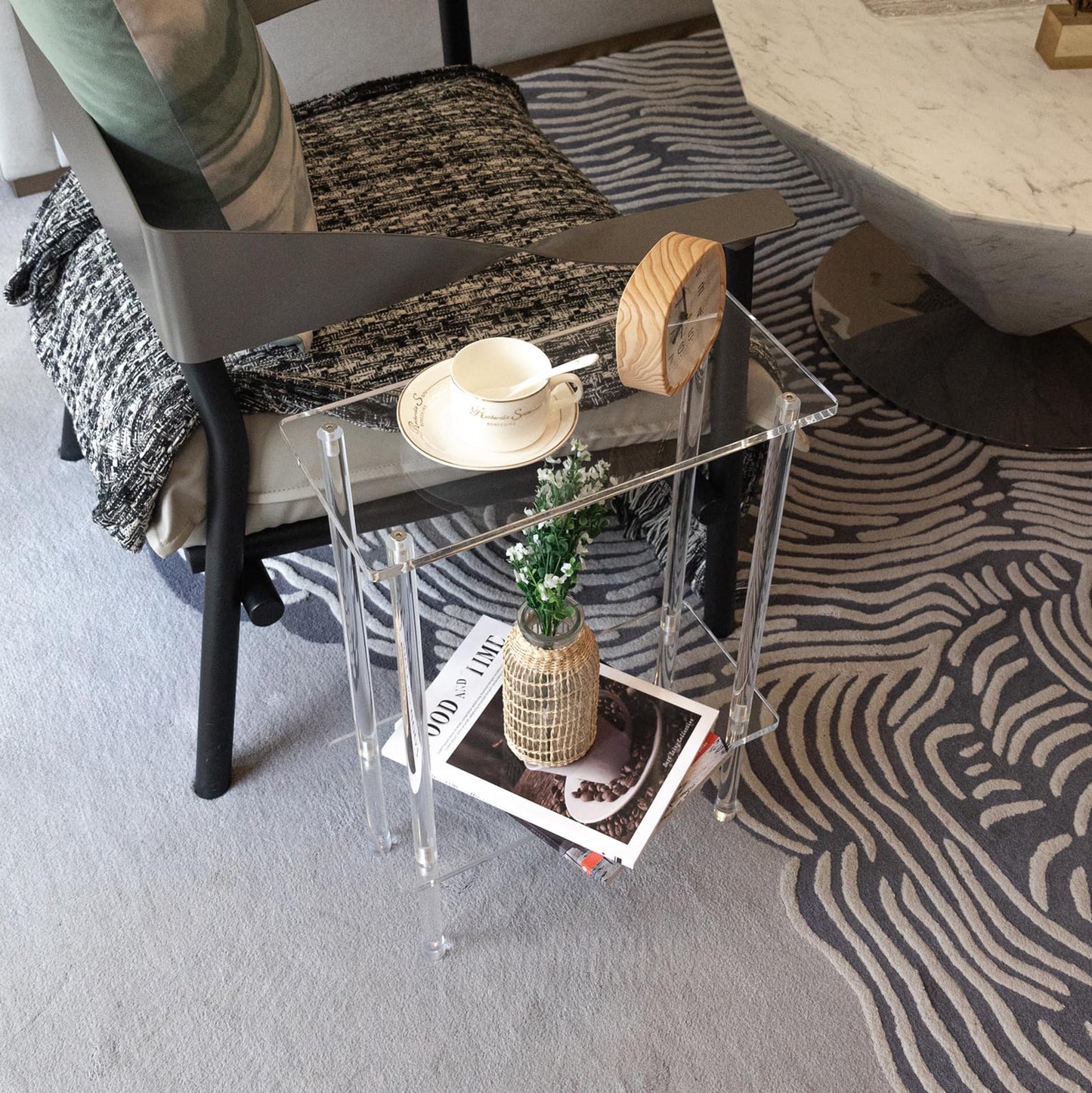 XOHYW Clear Acrylic Side Sofa Table, Small Narrow End Table, Coffee Table for Bedroom, Living Room, Bathroom, Easy Assembly, 15.7'' L x 7'' W x 22.3'' H