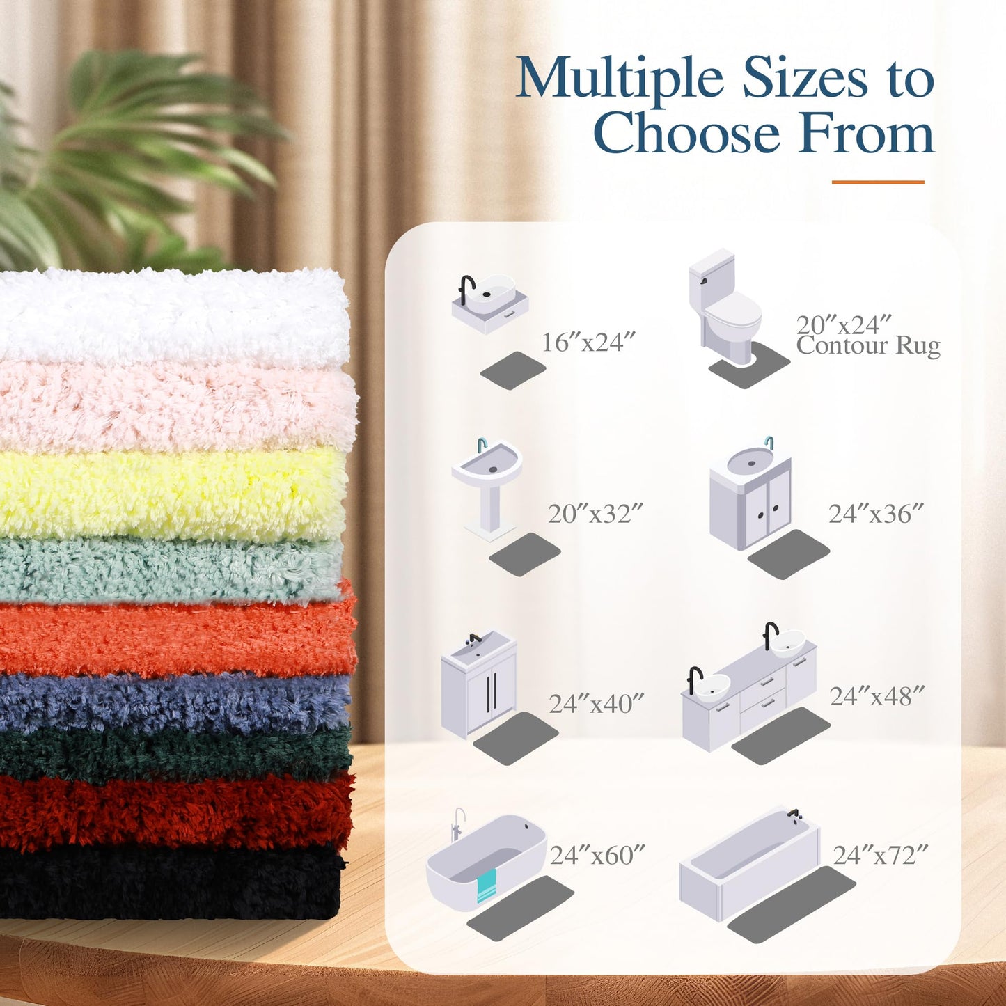 Walensee Bathroom Rug Non Slip Bath Mat (16 x 24, Beige) Water Absorbent Soft Microfiber Shaggy Bathroom Mat Machine Washable Bath Rug Thick Plush Rugs for Shower