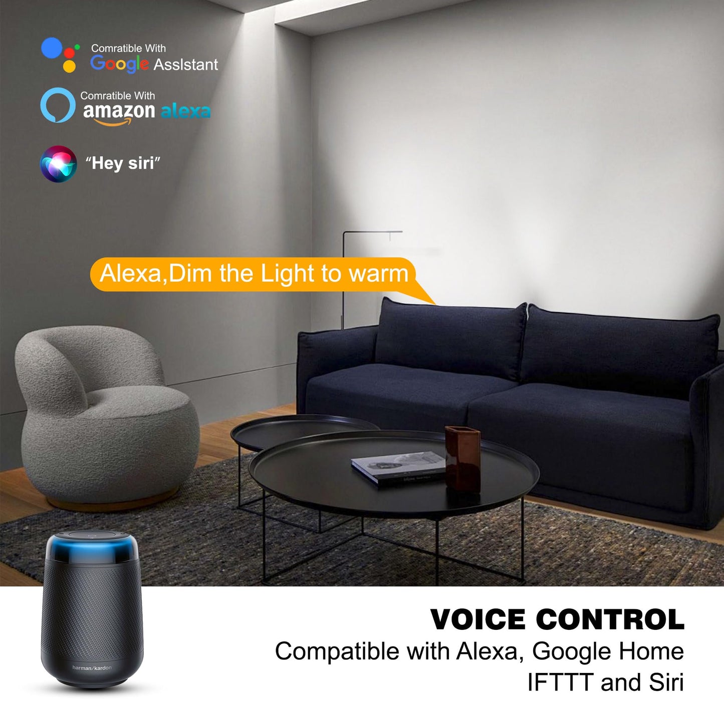 Yasotek Smart Wall Washer Lights Adjustable Color Temperature 2700K-6500K,72W 9600lm 1%-100% Brightness Dimmable LED Bar Light APP & Remote Control for Outdoor, Compatible with Alexa/Google Assistant