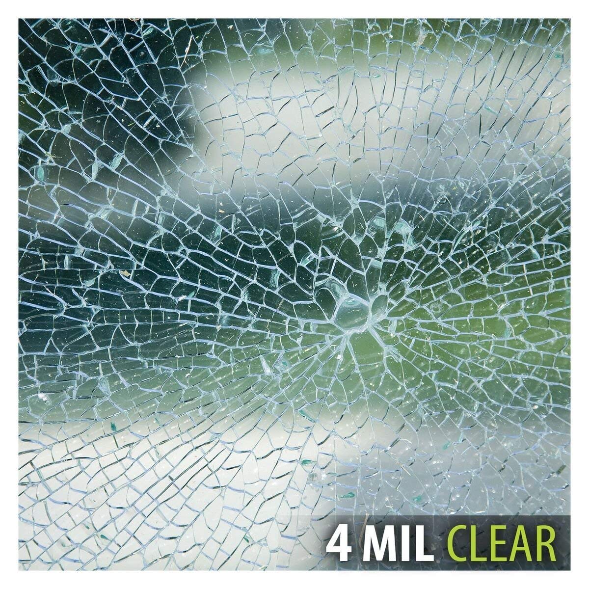4mil 0.1mm Thickness Clear Security and Safety Window Film Shatterproof Glass Protective Vinyl Adhesive Explosion-Proof Tranparent Window Sticker Film, 17.7Inch x 10Feet