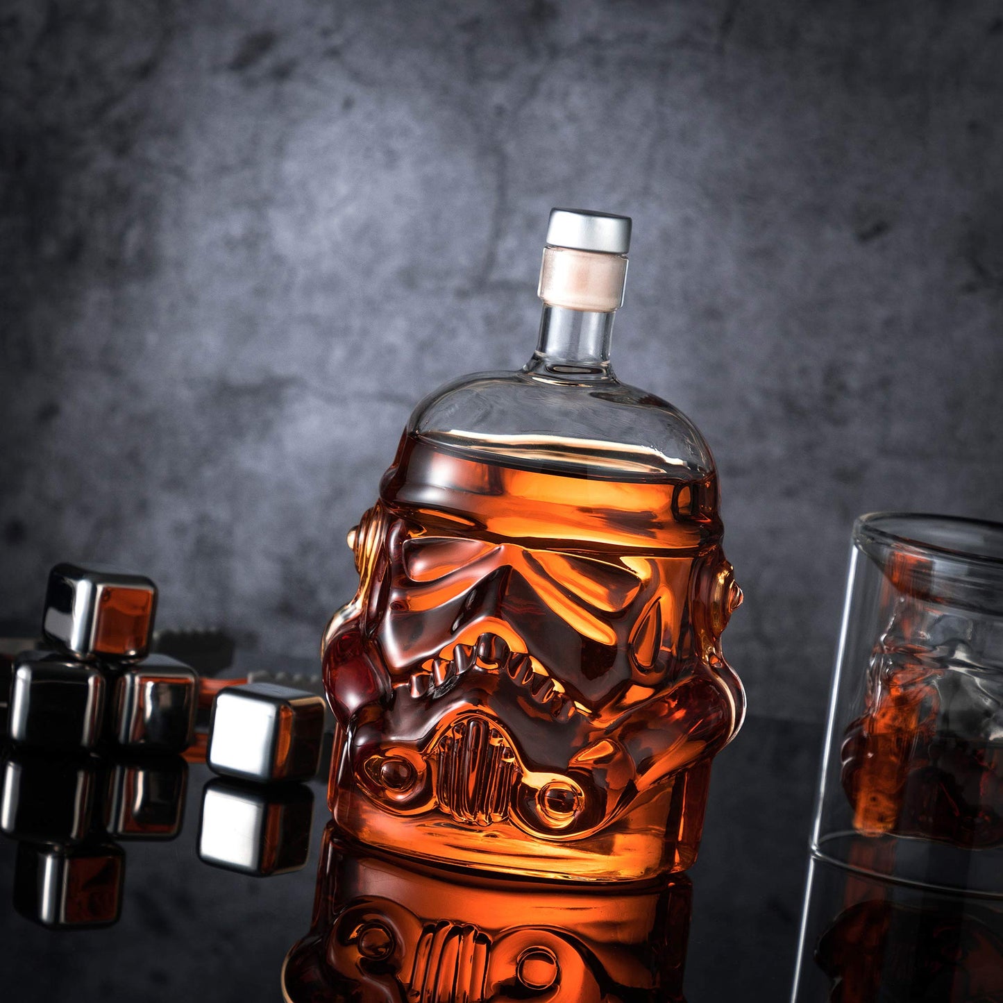 Whiskey Decanter Set Transparent Creative with 2 Glasses,Gifts for Men,Whiskey Flask Carafe Decanter with 4 Whiskey Stones & Tong,Whiskey Carafe for Brandy,Scotch,Vodka,Gifts for Dad,Husband,Boyfriend
