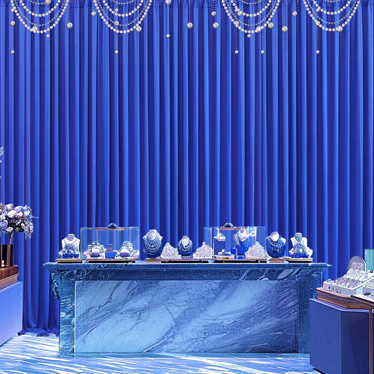 10x10 Royal Blue Backdrop Curtain for Parties Wrinkle Free Blue Photo Curtains Backdrop Drapes Fabric Decoration for Wedding Birthday Party Baby Shower 5ft x 10ft,2 Panels