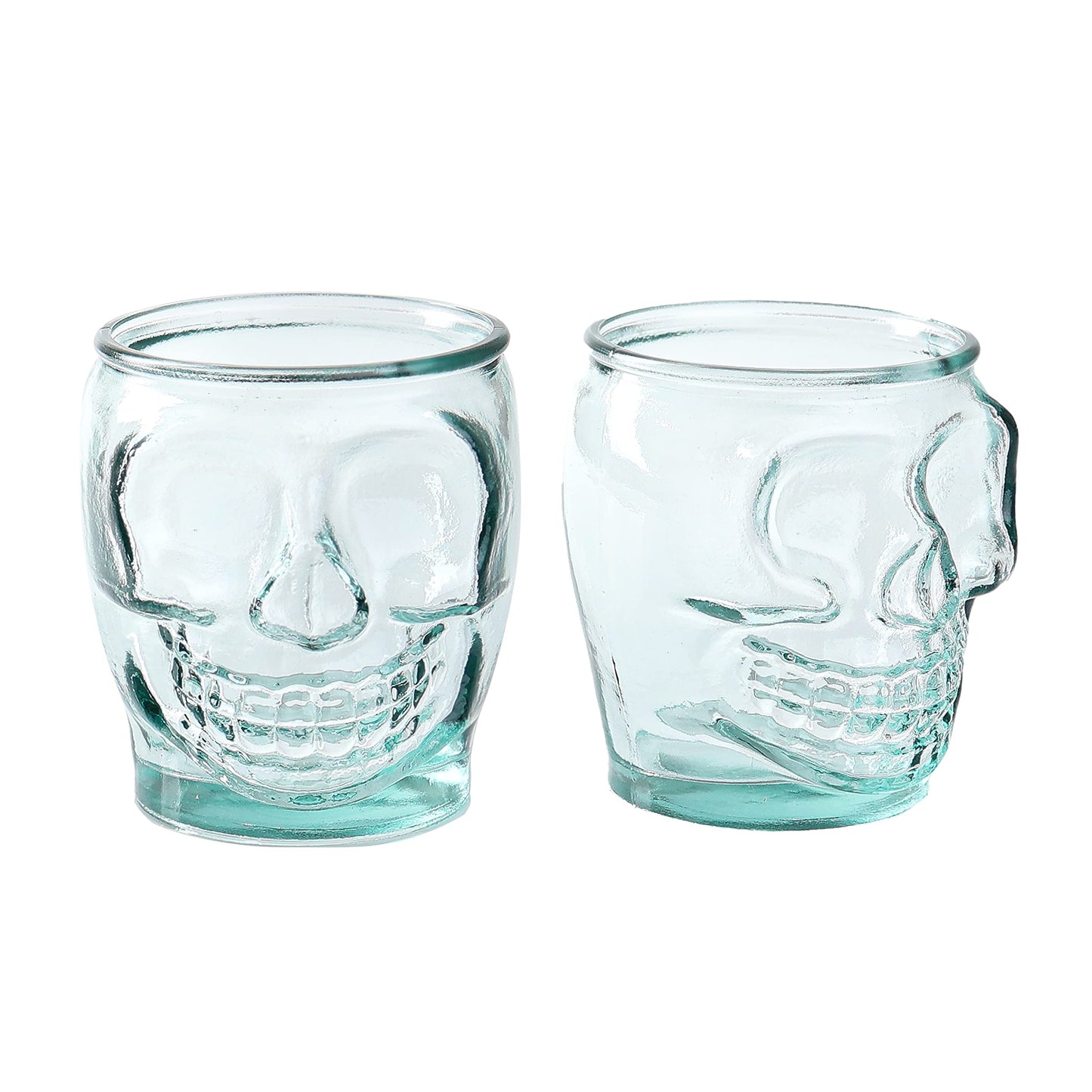 6 Pack - 15 Oz Sugar Skull Glass Summerween Tumblers - Set of 6 Creepy Drinking Cups -15 oz, Witchy Gifts, Spooky Goth Gifts For Women, - Gothic Kitchen Decor, Witchy Barware Skull Jar