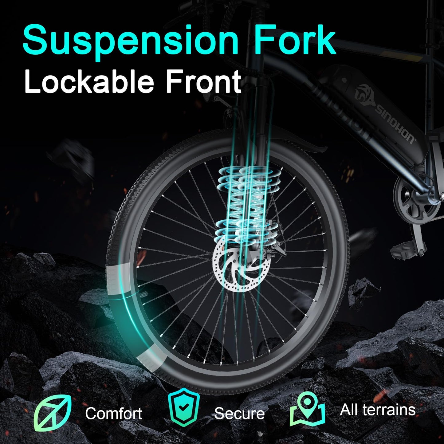26" Electric Bike for Adults, E-Bike Commuter – 500W Brushless Motor, 36V 10.4AH, 7-Speed Gear, Front Suspension Fork, 20MPH Top Speed, 37+ Miles Long Range – Certified to UL 2849 (36V10AH-Blue)