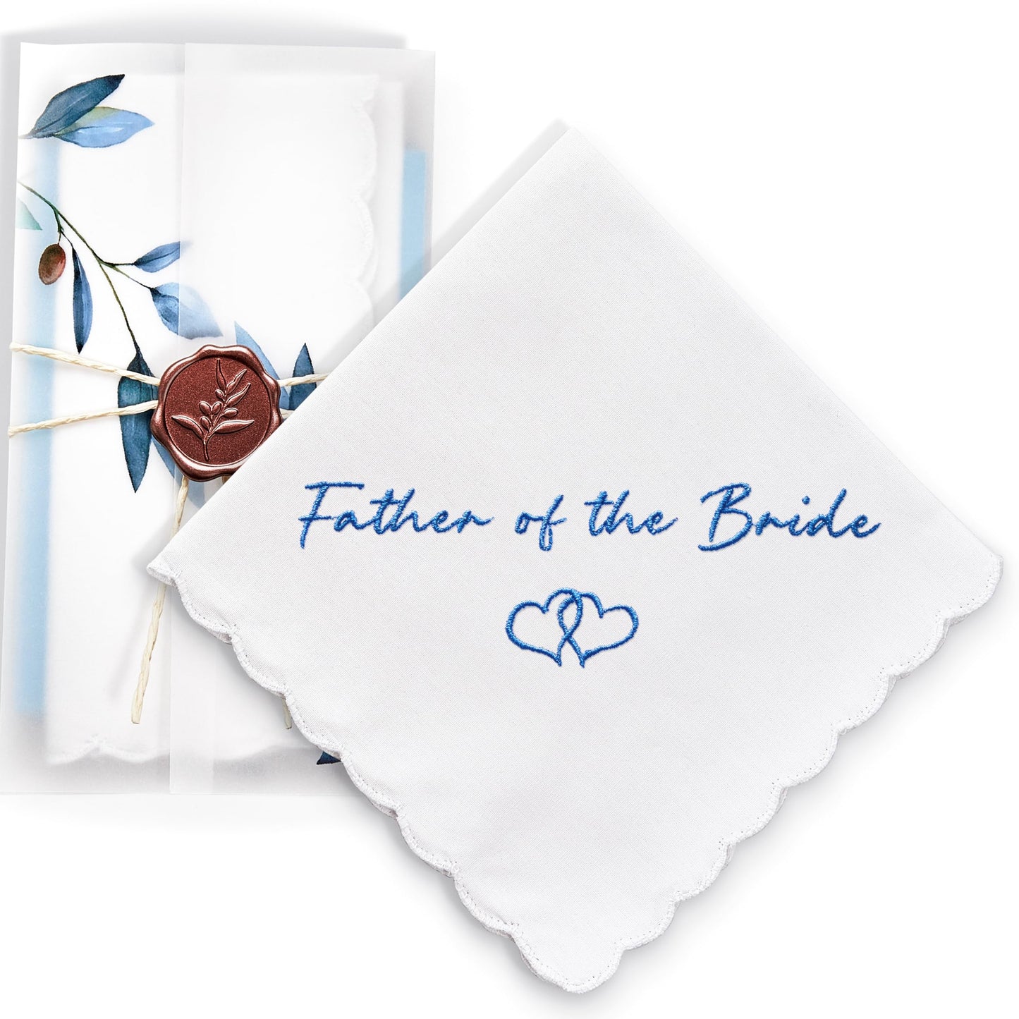 W&F GIFT Wedding Handkerchief - 12" x 12" - Something Blue for Bride on Wedding Day - Mother of the Bride Gifts - Dad Father of the Brides Gifts from Daughter Handkerchiefs