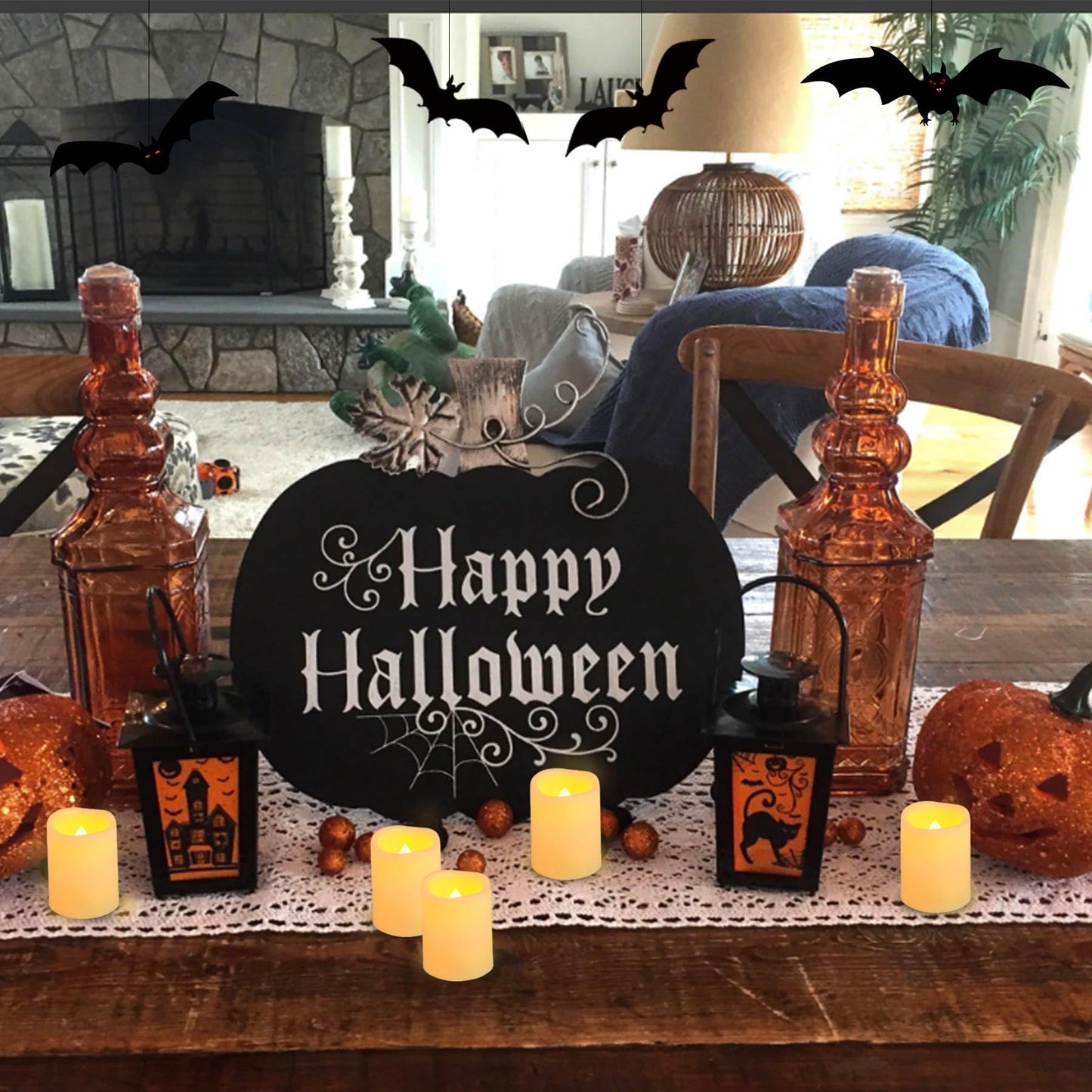 Yakpo 48 Pack 1.5" x 2" Votive Candles Battery Operated, Flameless Flickering LED Votive Tea Light Candles, Electric Powered Outdoor Flicker Candles Bulk for Holiday Wedding Halloween Home Decorations
