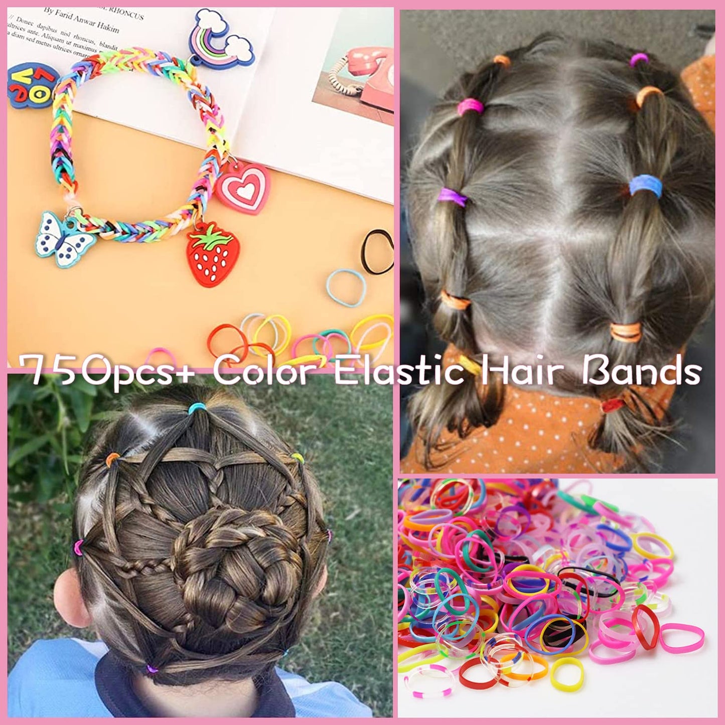 1125Pcs Girls Hair Accessory Set - Mini Seamless Cotton Hair Ties, Multicolor Finger Bands, Colorful Small Rubber Elastics, Butterfly Hair Clips, Ponytail Holders for Toddlers