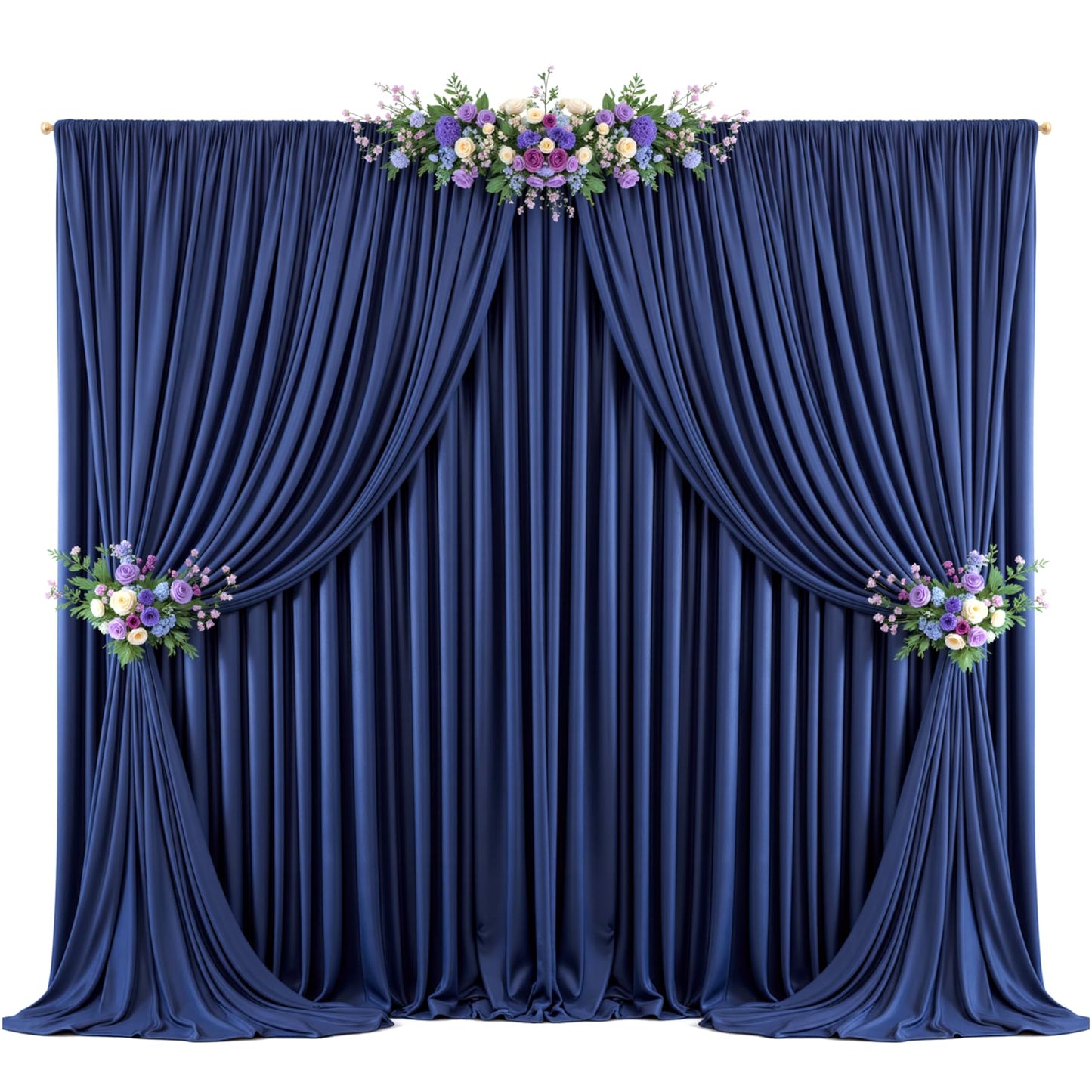 20ft x 10ft Navy Blue Backdrop Curtains for Parties – Wrinkle-Free Polyester Drapes, 4 Panels 5ft x 10ft Navy Blue Photo Backdrops for Weddings, Birthday Parties, Studio Photography
