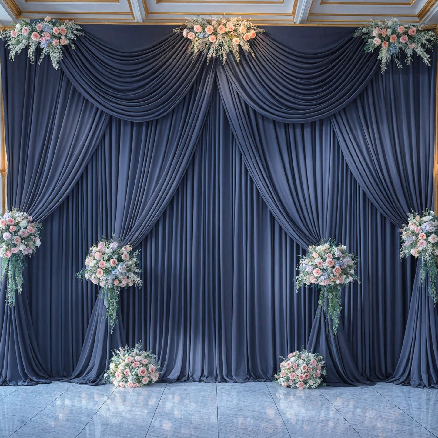 10x10 Navy Blue Backdrop Curtain for Parties Wrinkle Free Photo Curtains Backdrop Drapes Fabric Decoration for Wedding Birthday Party Baby Shower 5ft x 10ft,2 Panels