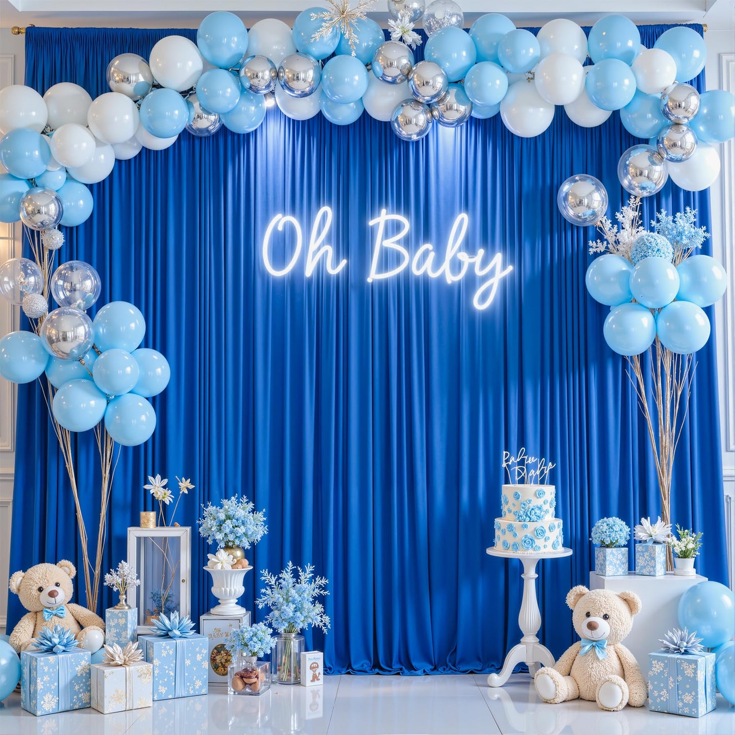 10x10ft Royal Blue Backdrop Curtains for Baby Shower, Wrinkle Free Photo Curtain Backdrops for Birthday Party, Polyester Backdrop Drapes for Wedding Photo Shoot (5ft x 10ft, 2 Panels)