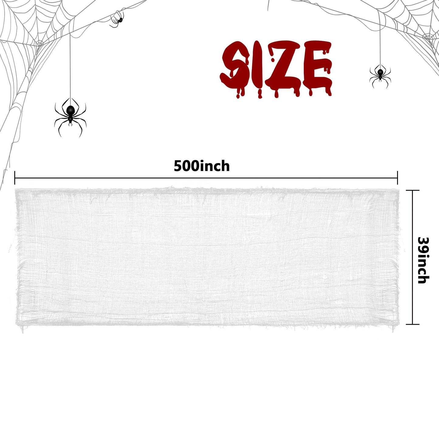 Watayo 500 x 39 Inch Large Size Halloween Spooky Cloth, Halloween White Scary Creepy Cloth, Windows Doorways Cover Gauze for Halloweens Haunted House Party Decor