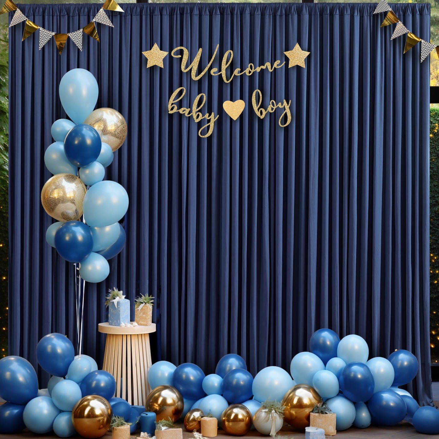 10x10 Navy Blue Backdrop Curtain for Parties Wrinkle Free Photo Curtains Backdrop Drapes Fabric Decoration for Wedding Birthday Party Baby Shower 5ft x 10ft,2 Panels