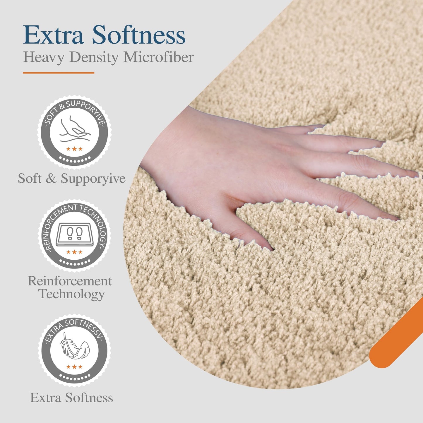 Walensee Bathroom Rug Non Slip Bath Mat (16 x 24, Beige) Water Absorbent Soft Microfiber Shaggy Bathroom Mat Machine Washable Bath Rug Thick Plush Rugs for Shower