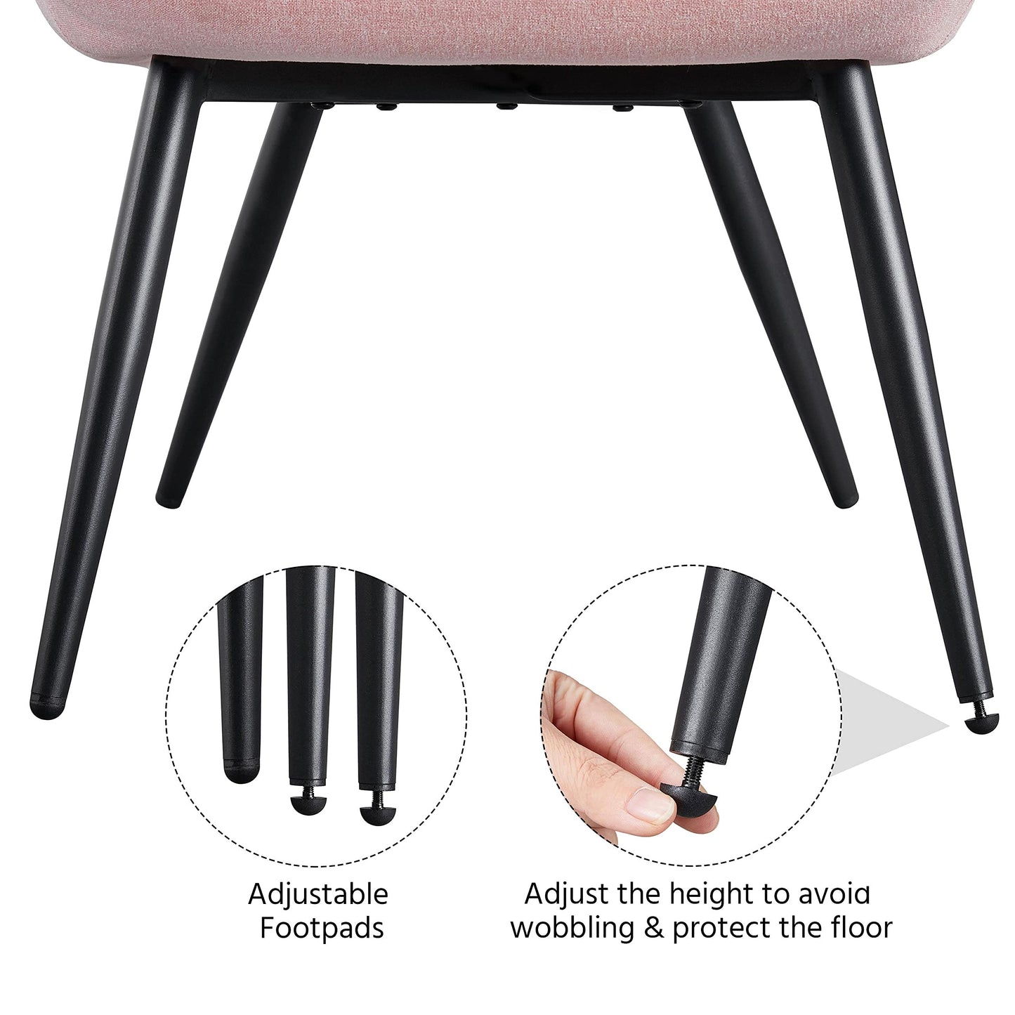 Yaheetech Accent Chair, Modern and Elegant Armchair, Linen Fabric Vanity Chair with Metal Legs and High Back for Living Room Bedroom Office Waiting Room, Pink