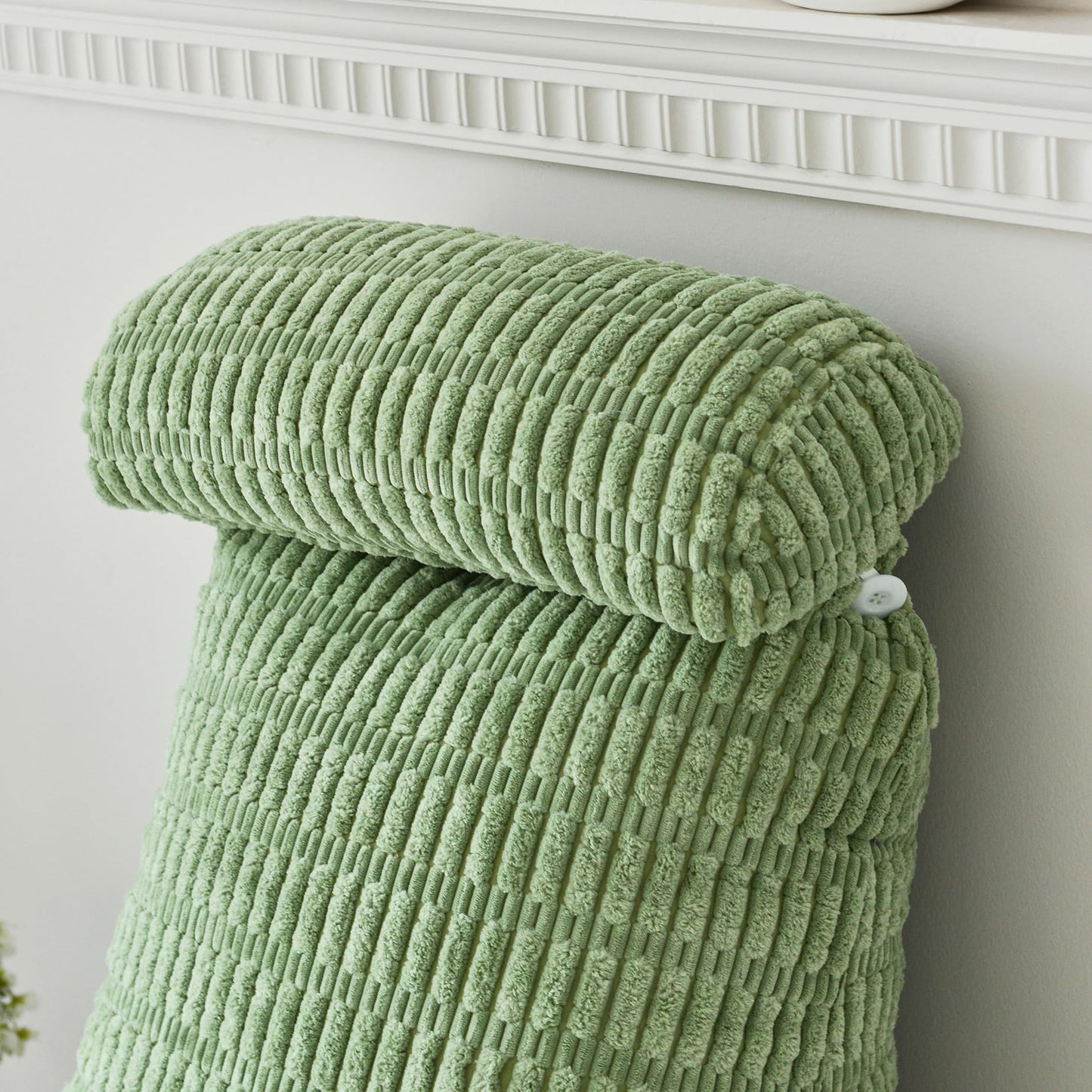 WERDIM Reading Pillow with Detachable Neck Roll, Large Back Pillow for Sitting Up in Bed Couch, Adult Bed Rest Pillow with Arms for Reading/Watching TV/Gaming, Sage