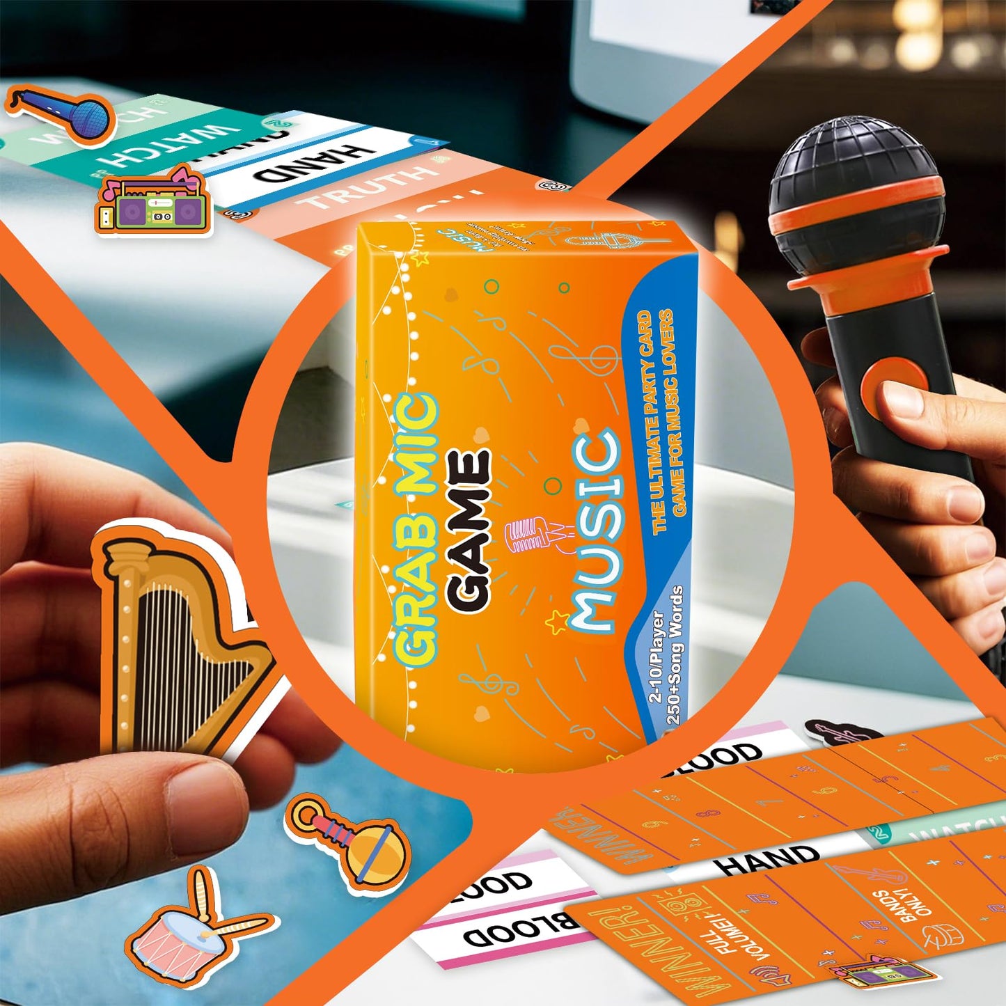 2025 New Family Karaoke Party Game, Fun The Microphone Board Games, 2-10 Players - 250 Music Lyrics, Great for Kids, Adult & Music Lovers, Game Nights, Birthday Gift
