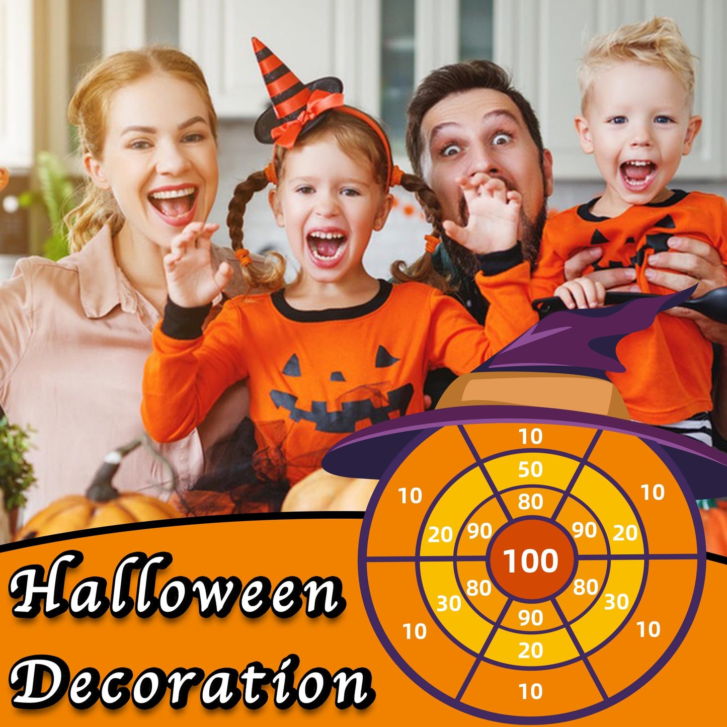 30' Witch Hat Party Favor, Kids Dart Board Game, Halloween Party Supplies Indoor Outdoor Decor, Stocking Stuffers Christmas Birthday Gifts