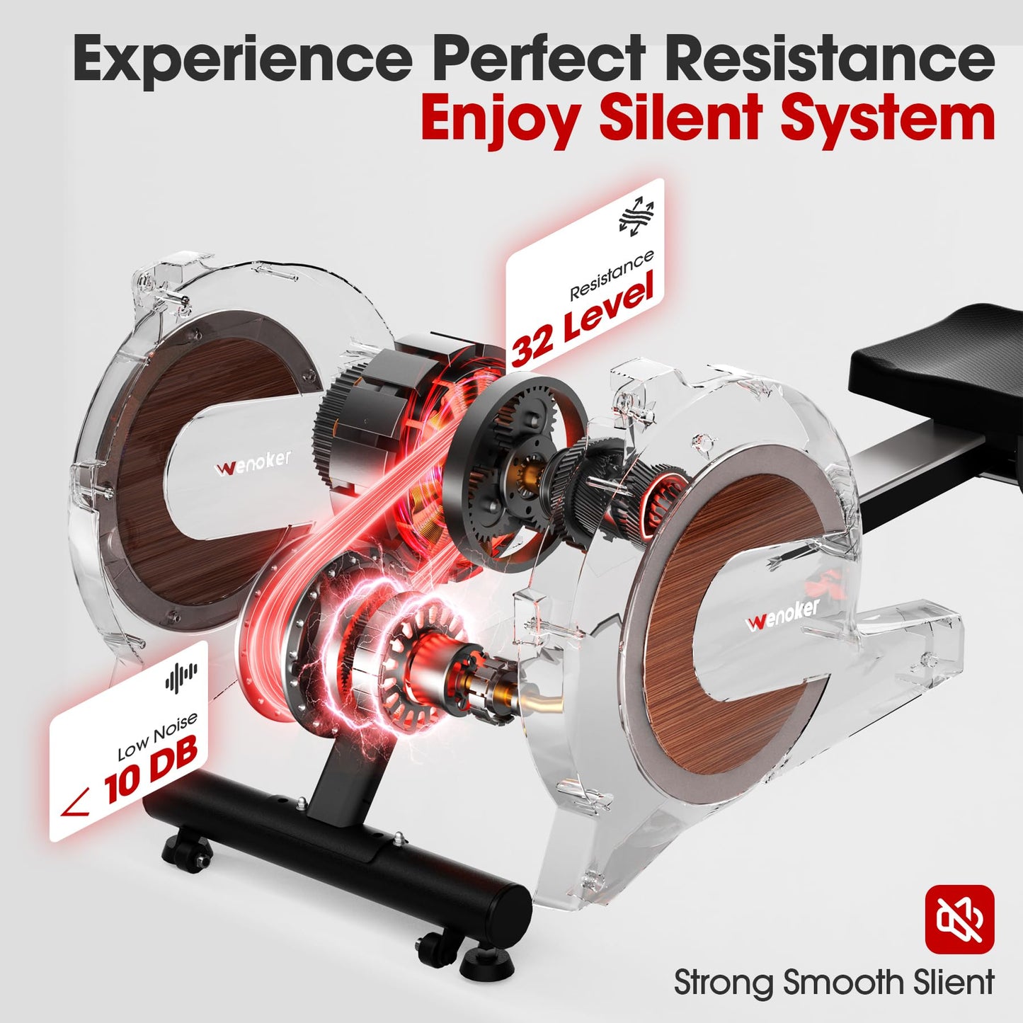 WENOKER Rowing Machine, Magnetic Rowing Machine for Home, Upgraded 32-Levels Quiet Resistance with Smart Electronic Knob, 350 LBS Weight Capacity, Compact Rower Machine Easy Assembly, App Supported