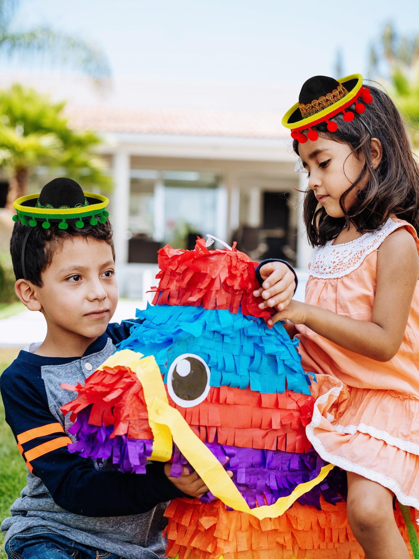 3 PCS Cinco De Mayo Sombreros with Headbands - Fabric and Straw Fiesta Hats, 3 Styles for Mexican Carnivals and Festivals