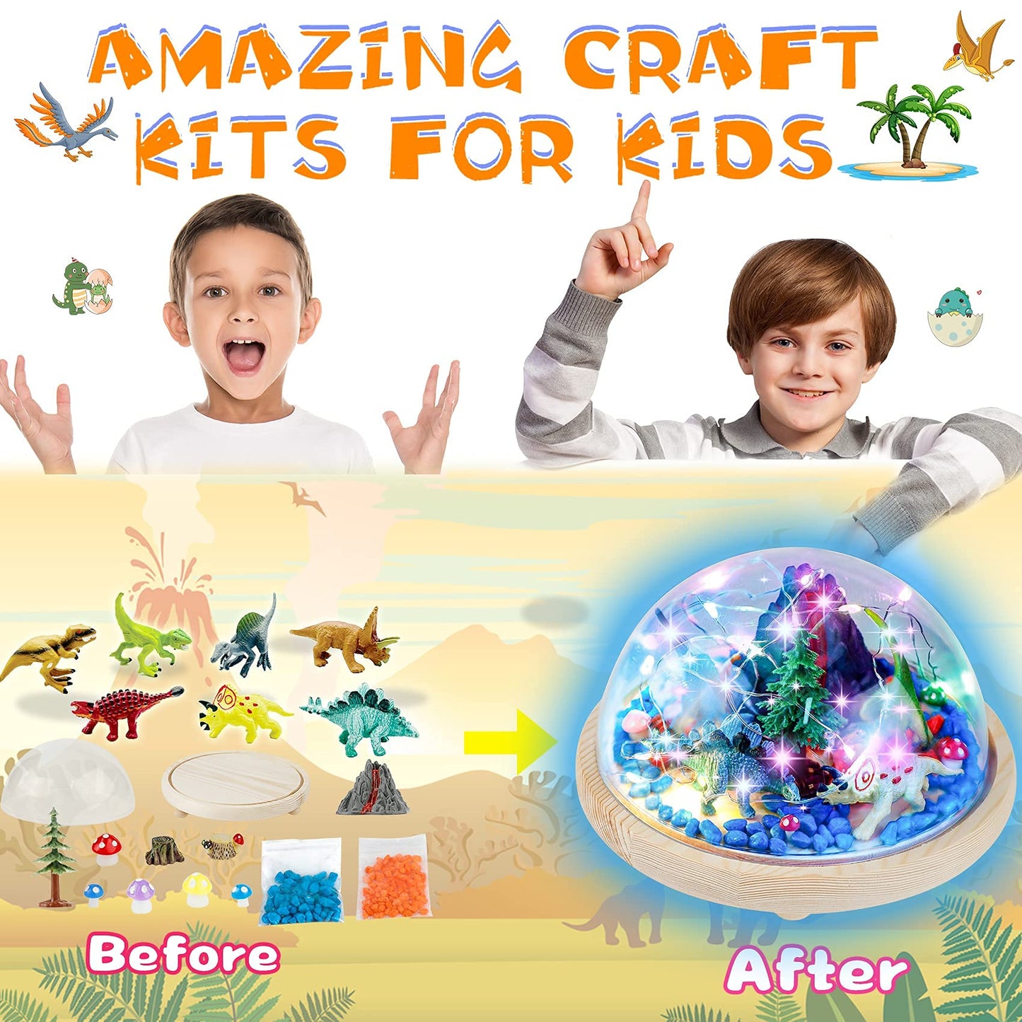 Y YOFUN Make Your Own Dinosaur Night Light - Dinosaur Toys for Kids,Toy Decor & Arts Crafts Night Light Set, Gifts for Boys Age 5 6 7 8 9 10 Years Old