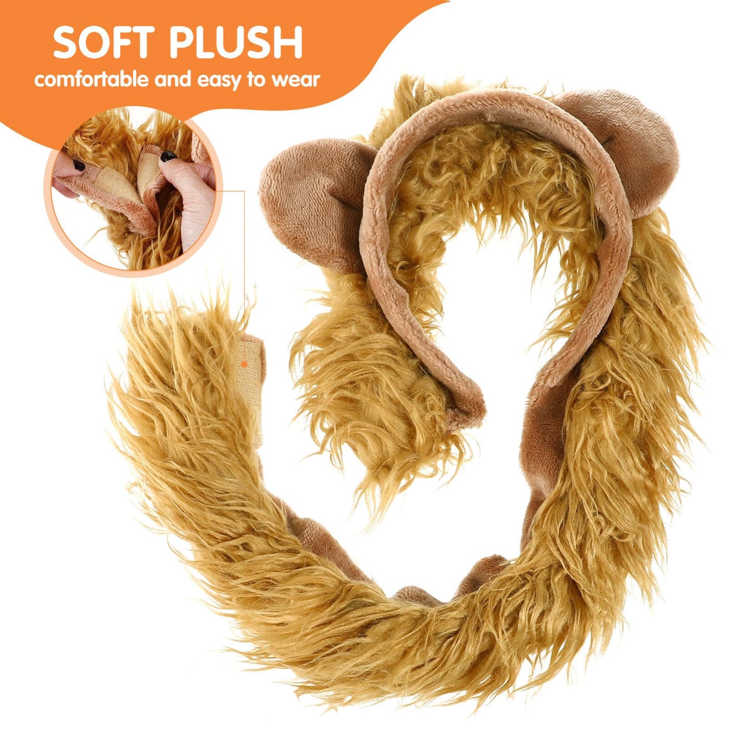 Abaodam Lion Costume Adult 1 Set Animal Costume Lion Paws Fingerless Gloves Ear Headband Ears Headband Ears Paw Gloves Fake Tail Makeup Halloween