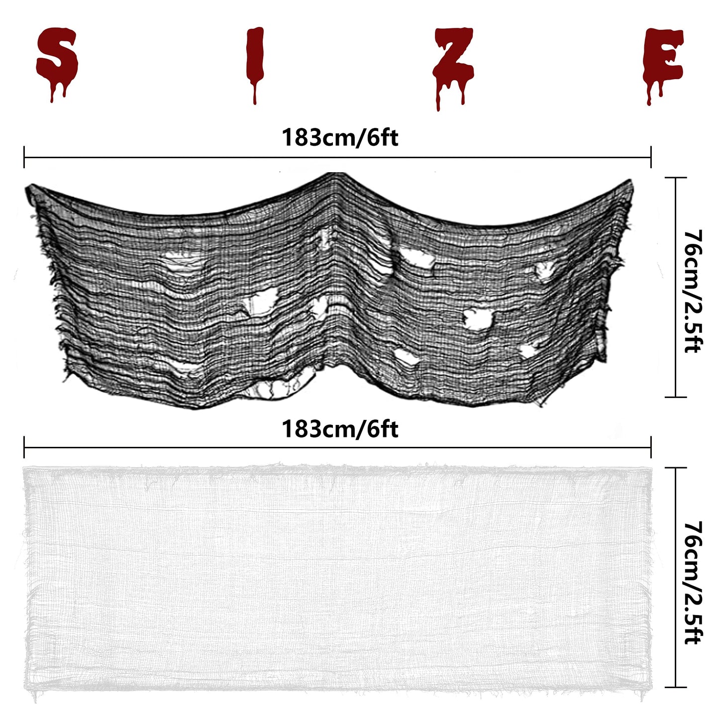 5 Pcs Halloween Creepy Cloth, 30 x 72 Inch Scary Spooky Fabric Cloth, Freaky Loose Weave Fabric Creepy Gauze for Halloween Party Decoration (3 Black + 2 White)