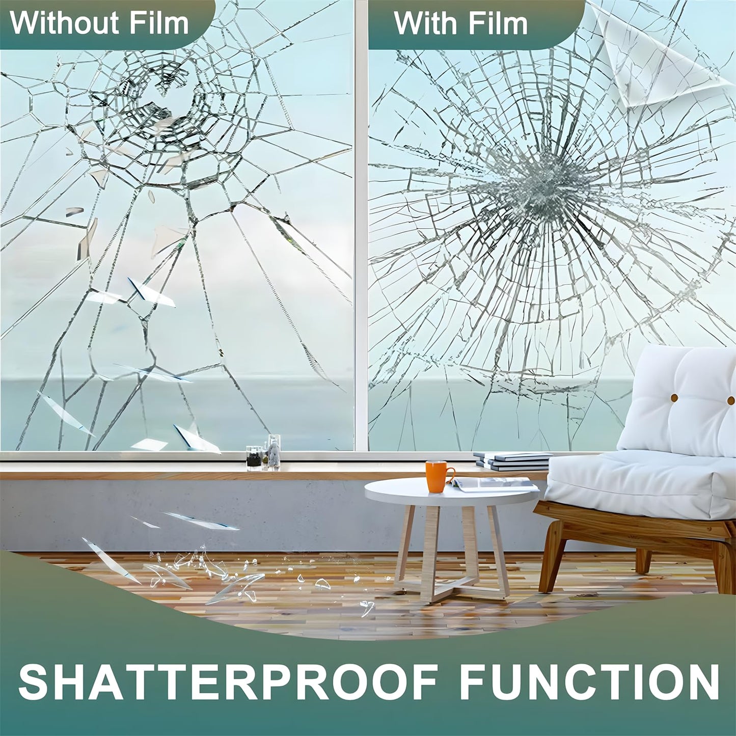 4 Mil Clear Security and Safety Window Film Shatterproof Film for Glass Windows Anti Shatter Tempered Glass Film for Home and Office