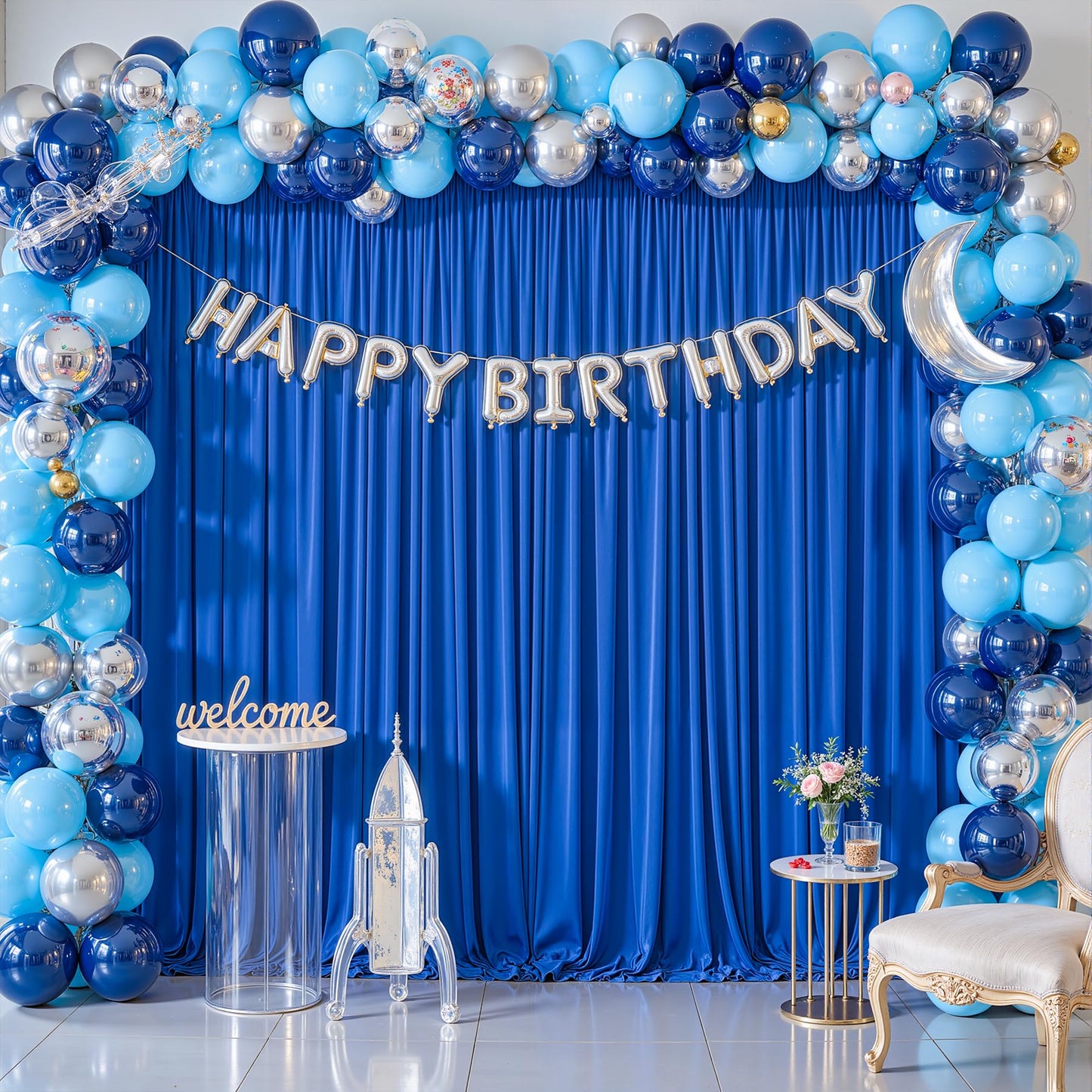 10x10ft Royal Blue Backdrop Curtains for Baby Shower, Wrinkle Free Photo Curtain Backdrops for Birthday Party, Polyester Backdrop Drapes for Wedding Photo Shoot (5ft x 10ft, 2 Panels)