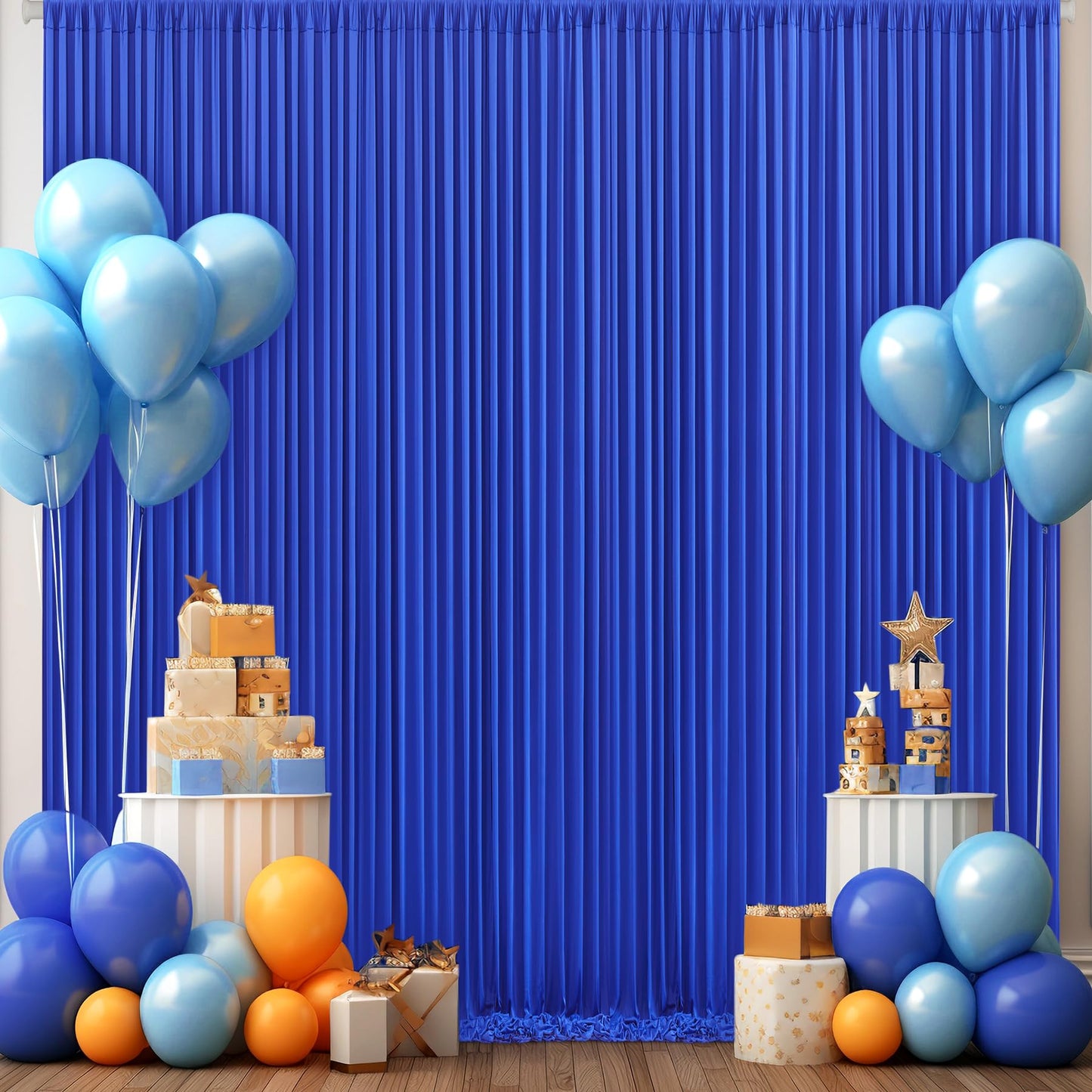 40ft x 10ft Wrinkle Free Royal Blue Wedding Backdrop Curtains for Party Bridal Shower Reception Decorations Royal Blue Fabric Curtain Backdrops Drapes for Photography Baby Shower Birthday Background