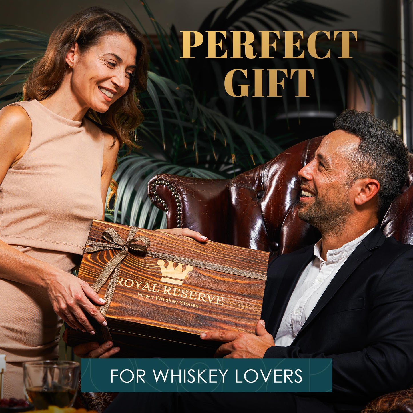 Whiskey Decanter Set by Royal Reserve – Whiskey Gift Set - Twisted Bourbon Decanter 24 oz 750 ml with Glasses, Whiskey Stones, Coasters, Tongs – Whiskey Gifts for Men, Husband, Dad Christmas