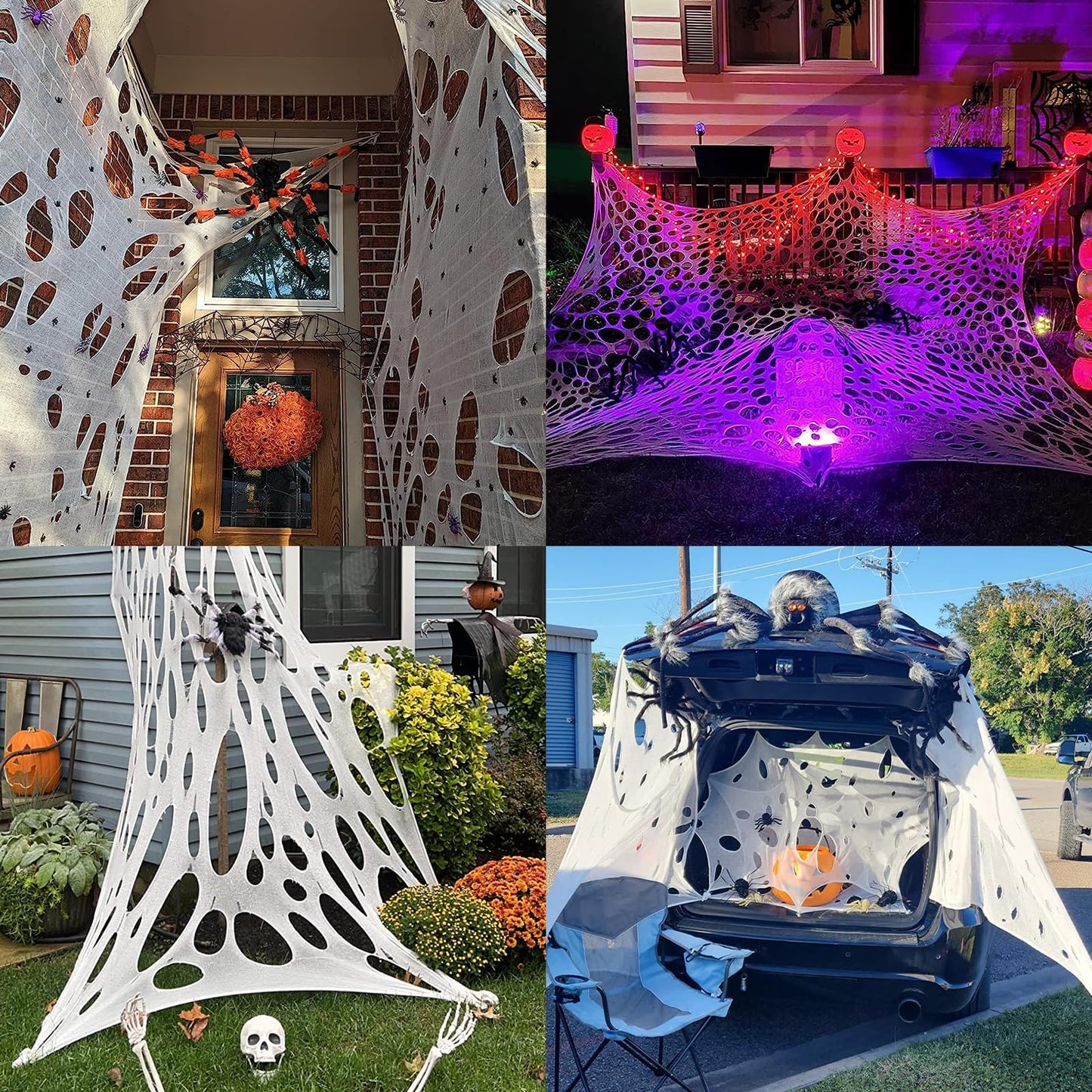650sqft Halloween Giant Spider Web Decoration,Cut Your Own Stretchy Spider Netting, DIY Spooky Flexible Spider Webs Decor for Halloween Haunted House Outdoor Decorations Holiday Party Supplies