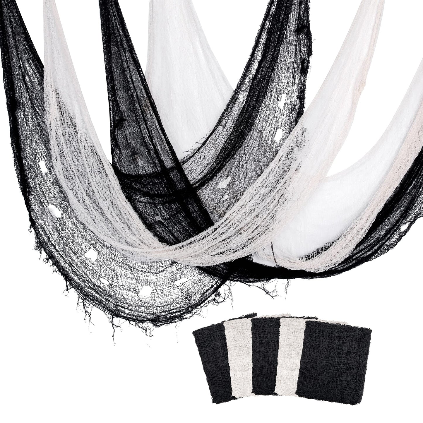 5 Pcs Halloween Creepy Cloth, 30 x 72 Inch Scary Spooky Fabric Cloth, Freaky Loose Weave Fabric Creepy Gauze for Halloween Party Decoration (3 Black + 2 White)