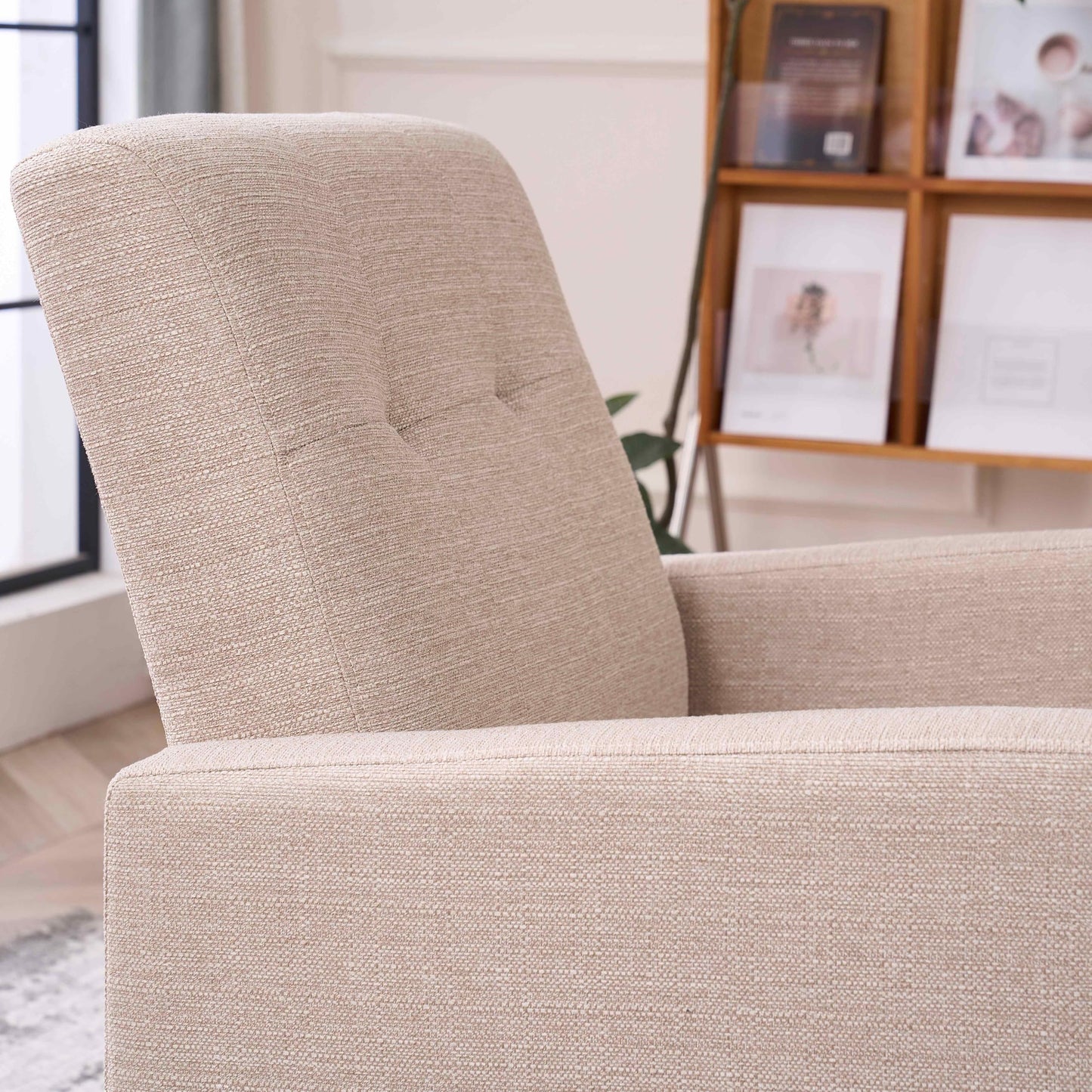 VKNOW Accent Chair Living Room Chair, Upholstered Linen Armchair Sofa Chairs for Bedroom, Living Room, Mid Century Modern Comfy Reading Chair,Beige