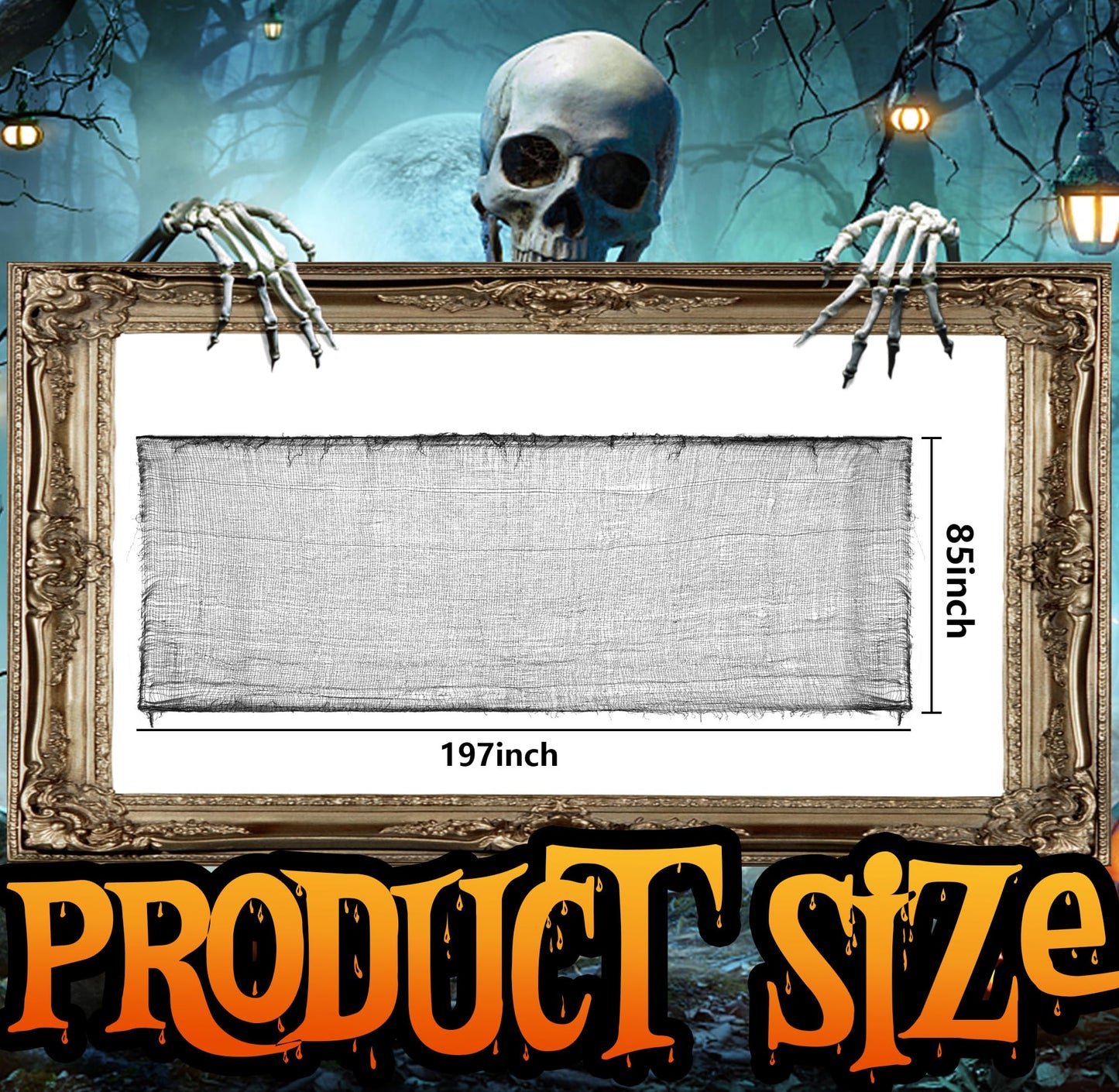197" x 85" Halloween Creepy Cloth - Halloween Spooky Fabric Cloth - Scary Gauze Blood Creepy Cloth for Haunted House Halloween Party Yard Wall Doorway Outdoors Decoration