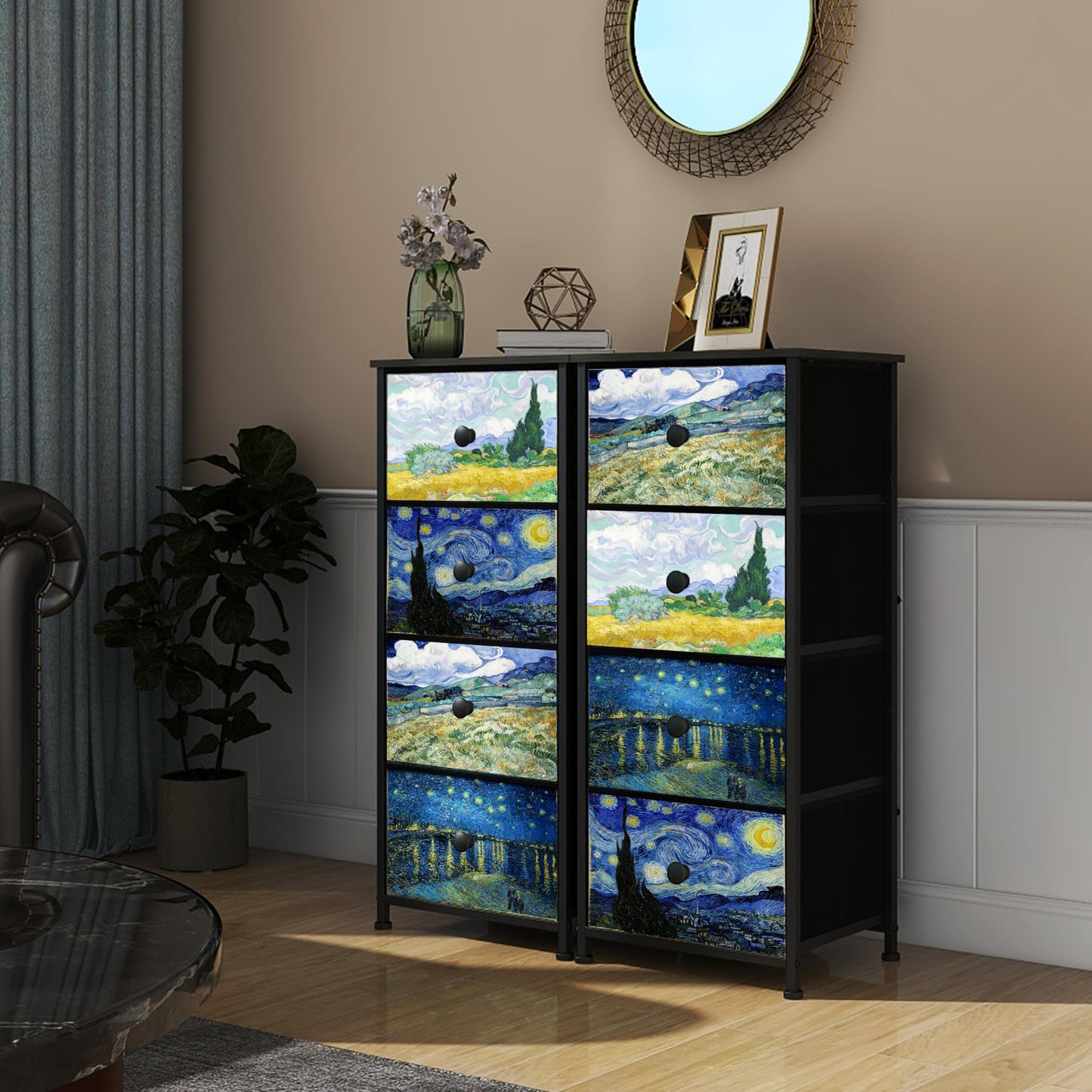 Welfuturer Narrow Dresser for Bedroom Slim 4 Drawer Dresser Vertical Storage Tower Unit for Living Room Hallway Kids Room Nursery Closet Sturdy Steel Frame Wooden Top Easy Pull Handle
