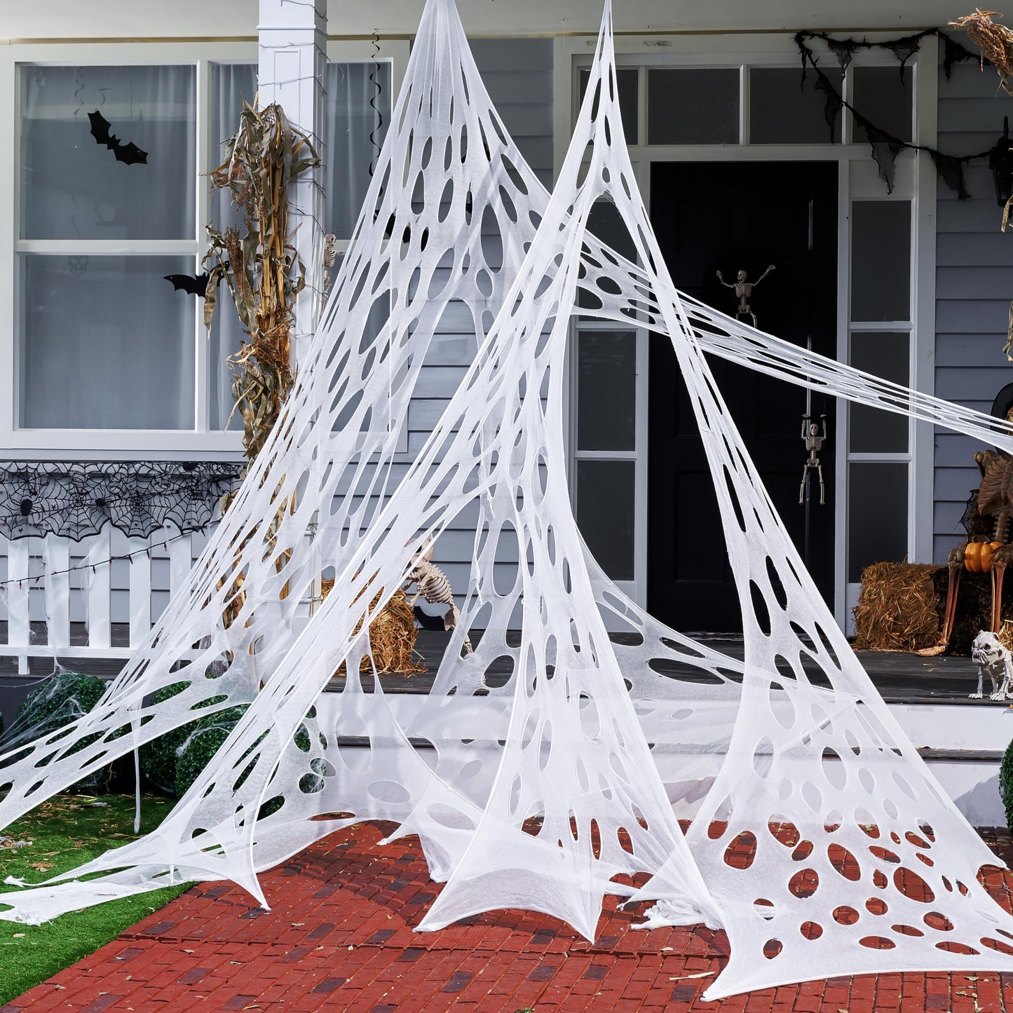 650sqft Halloween Giant Spider Web Decoration,Cut Your Own Stretchy Spider Netting, DIY Spooky Flexible Spider Webs Decor for Halloween Haunted House Outdoor Decorations Holiday Party Supplies