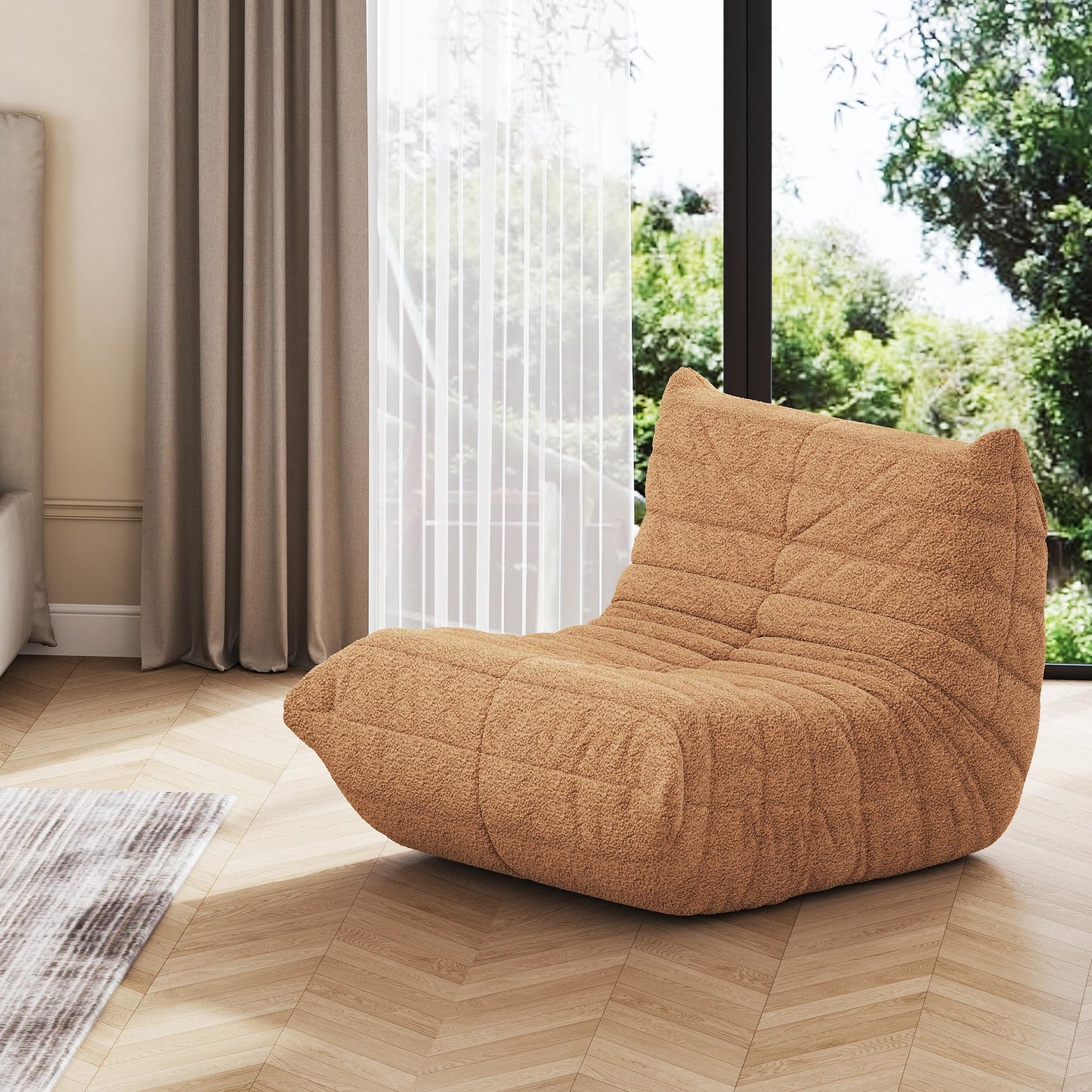 WLIVE Bean Bag Chair Giant Bean Bag Sofa Memory Foam Bean Bag Adult Chair, Sofa Recliner for Living Room and Bedroom, Orange