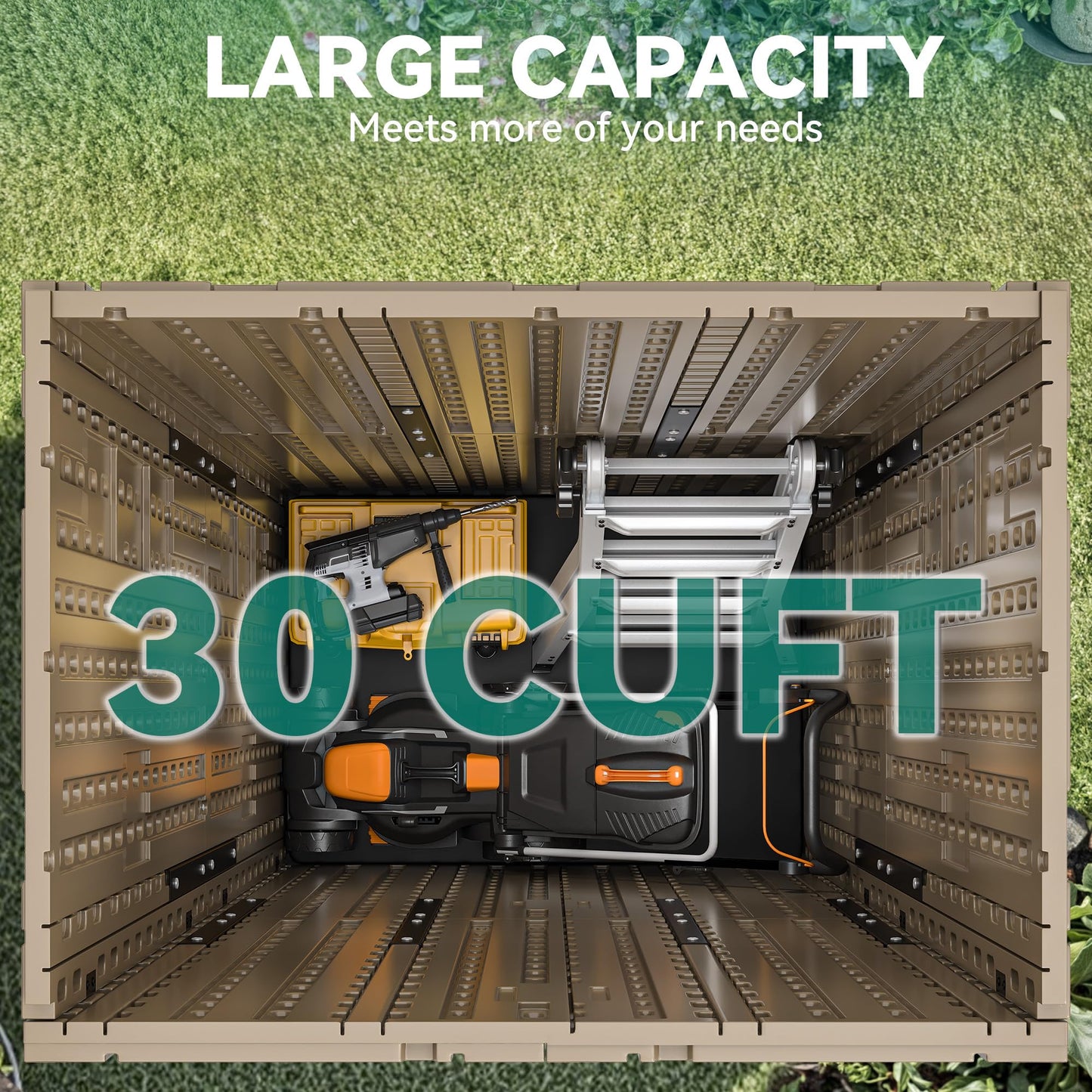 YITAHOME Outdoor Storage Cabinet with 4 Shelves, Waterproof Resin Vertical Tool Shed, Lockable 30 cu. ft. Storage Shed for Patio, Garden, Yard, Brown