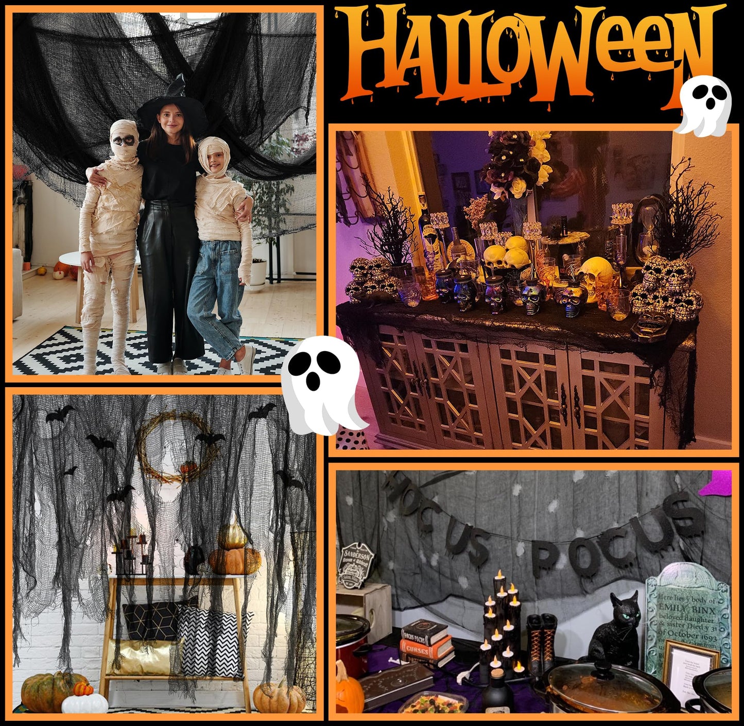 197" x 85" Halloween Creepy Cloth - Halloween Spooky Fabric Cloth - Scary Gauze Blood Creepy Cloth for Haunted House Halloween Party Yard Wall Doorway Outdoors Decoration